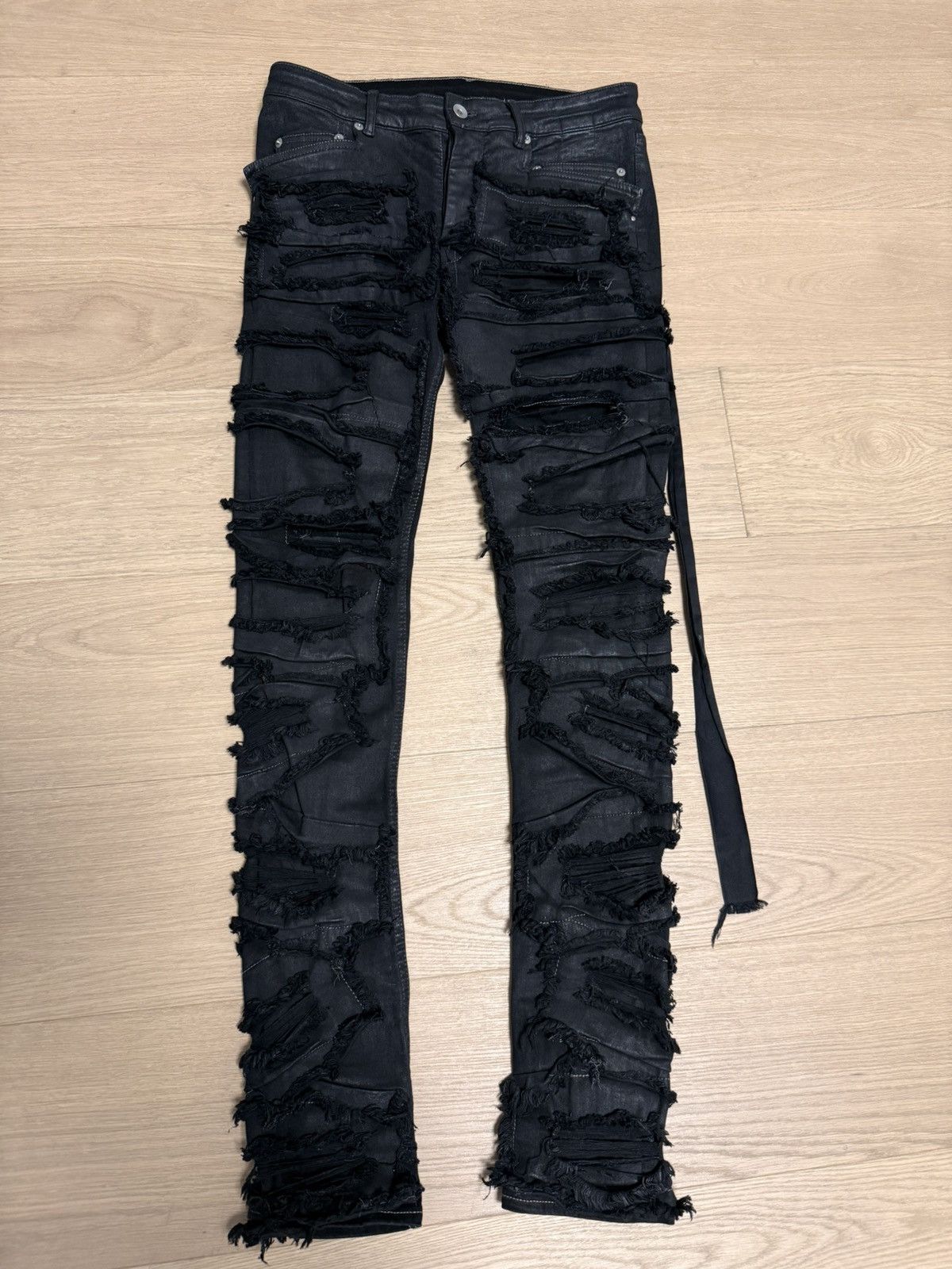 Rick Owens Rick Owens Distressed Tyrone Cut Waxed Denim | Grailed