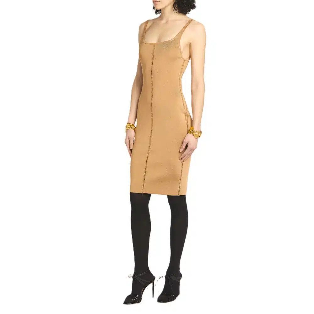 Tom Ford o1loc1c0825 ACK499 Ladder Stitch Knit Midi Dress in Camel Size S / US 4 / IT 40 - 3 Thumbnail