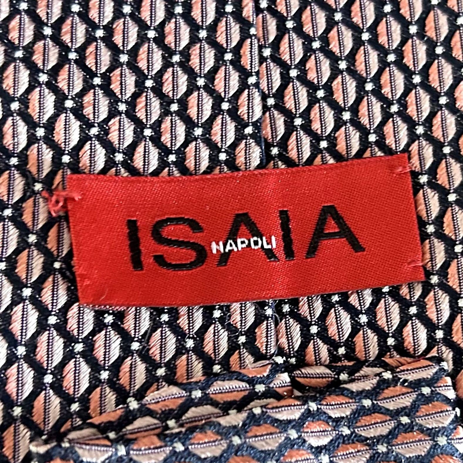 Isaia ISAIA Napoli 100% Silk Necktie Tie Geometric Pink Blue 3 3/4 x 60 Made in Italy Size ONE SIZE - 4 Thumbnail