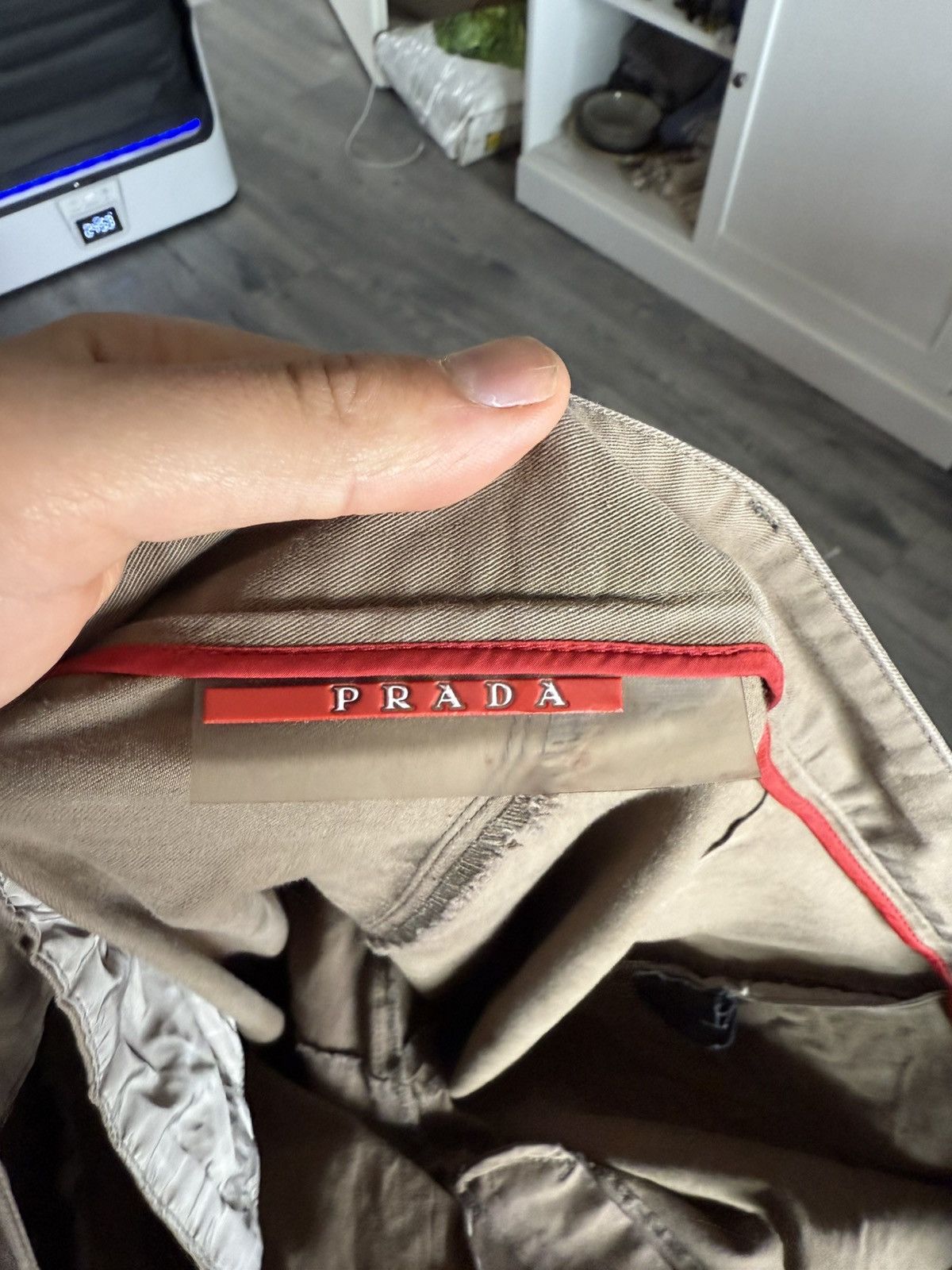 Prada Brown Cotton Zip Pants with Red Tab Detail Size US 38 / EU 54 - 10 Thumbnail