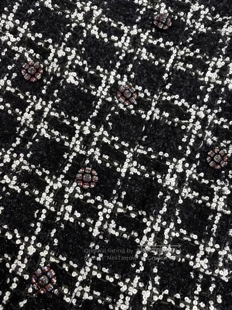 Chanel Chanel Black and white plaid sequin rhinestone buckle twee Size XS / US 0-2 / IT 36-38 - 3 Thumbnail