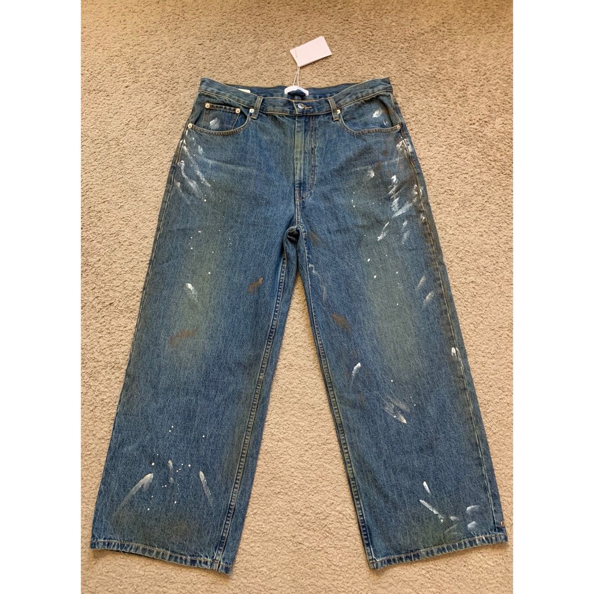 Helmut Lang HELMUT LANG CROPPED PAINT SPLATTER WIDE LEG JEANS Size US 34 / EU 50 - 1 Thumbnail