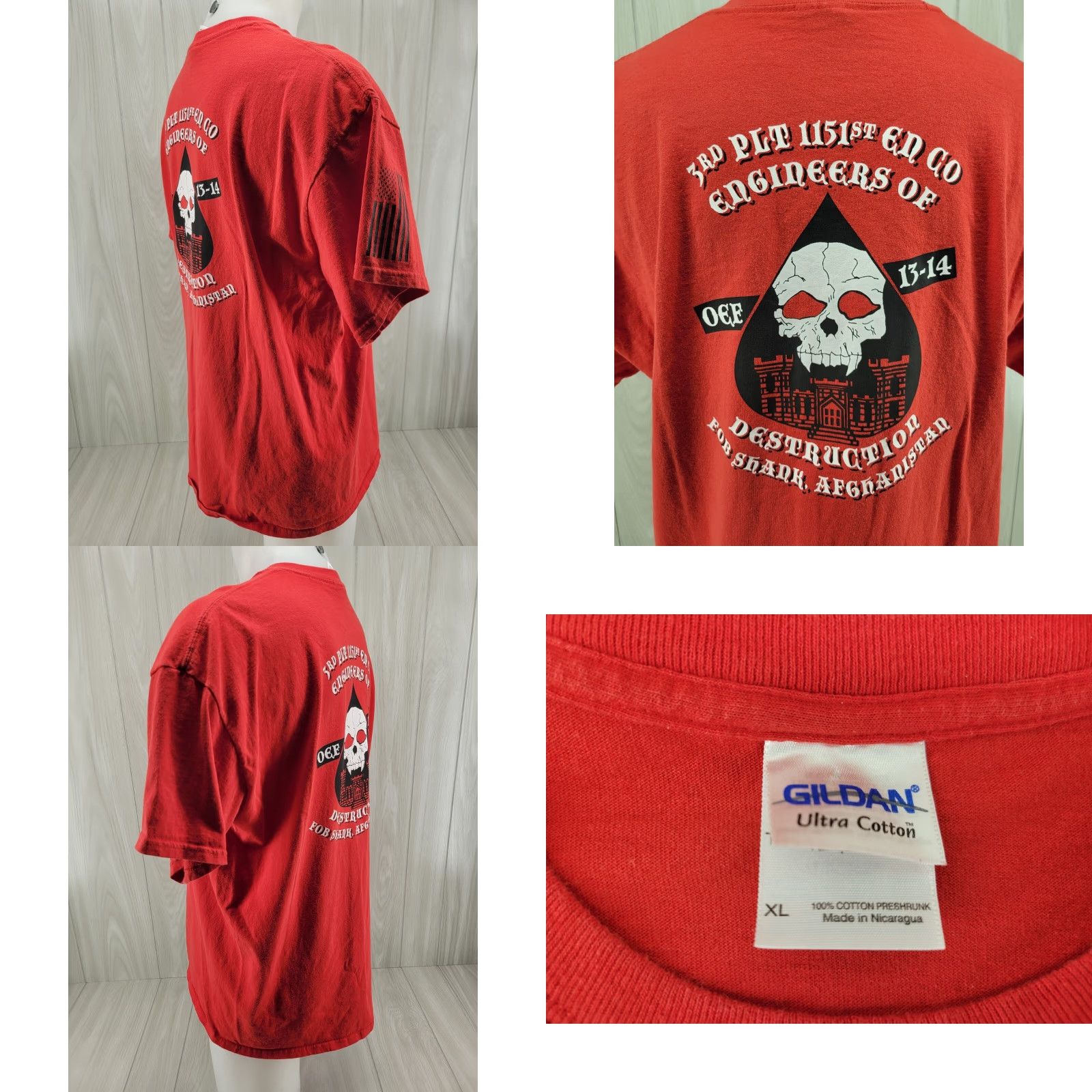 Gildan VINTAGE 1151st EN CO Engineers Mens Shirt Red XL Tee Short Sleeve Graphic Print Gildan 24" Shoulder to Shoulder 30" Down Back Mens Size US XL / EU 56 / 4 - 8 Thumbnail