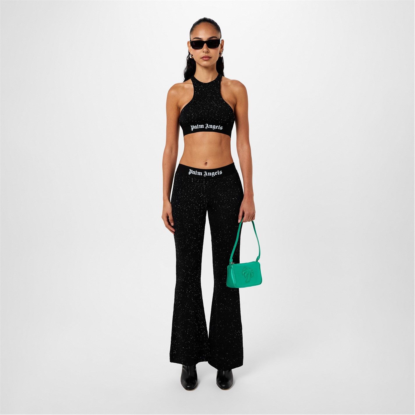 Palm Angels o1g2r1mq0325 Soireé Flared Pant in Black & White Size 25" / US 0 / IT 36 - 5 Thumbnail