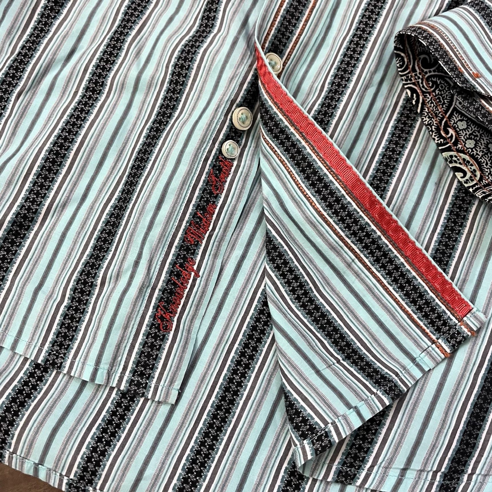 Robert Graham Robert Graham Shirt Button-Up Long Sleeve Mens XL Blue Size US XL / EU 56 / 4 - 2 Thumbnail