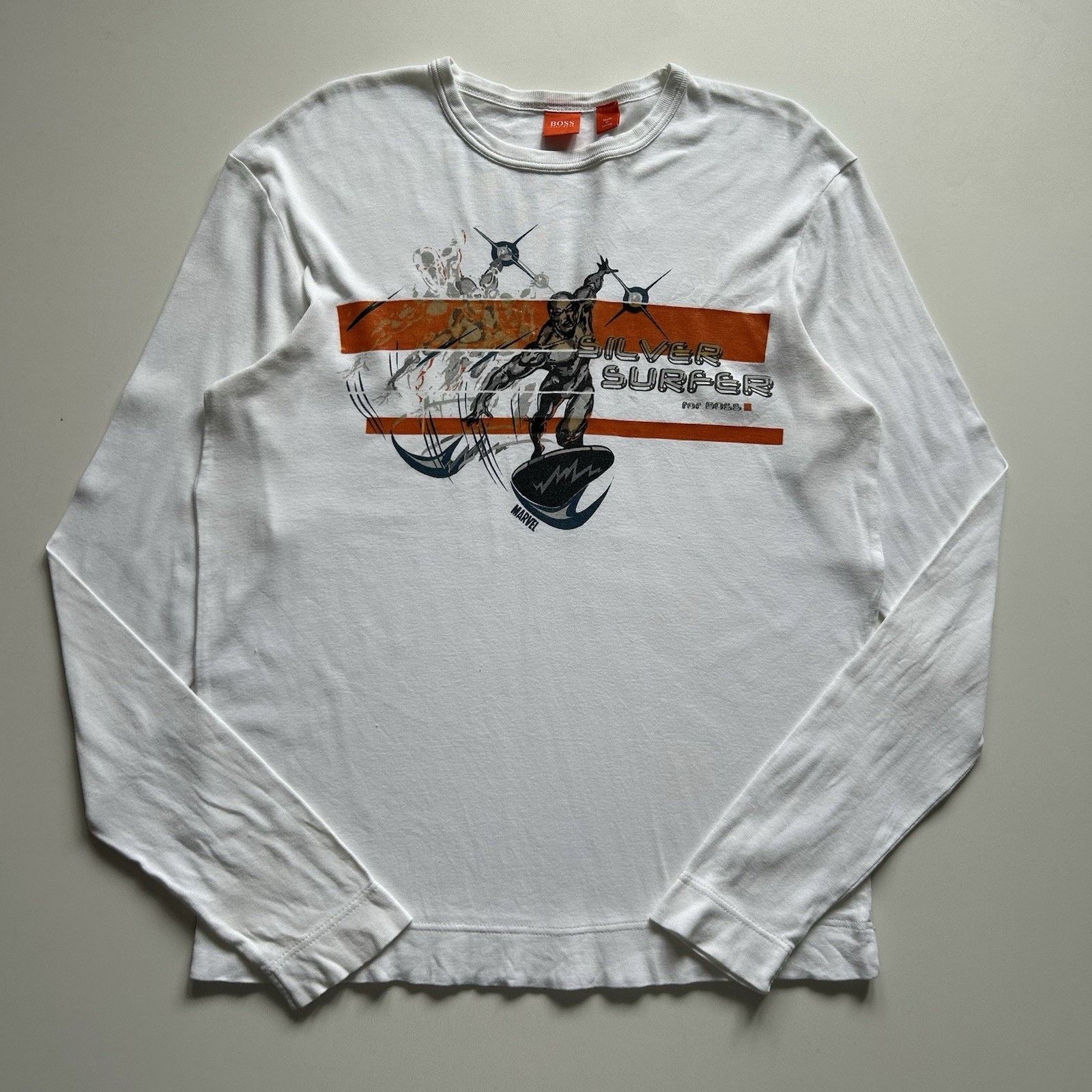 Vintage Boss Marvel Silver Surfer Shirt Medium Long Sleeve