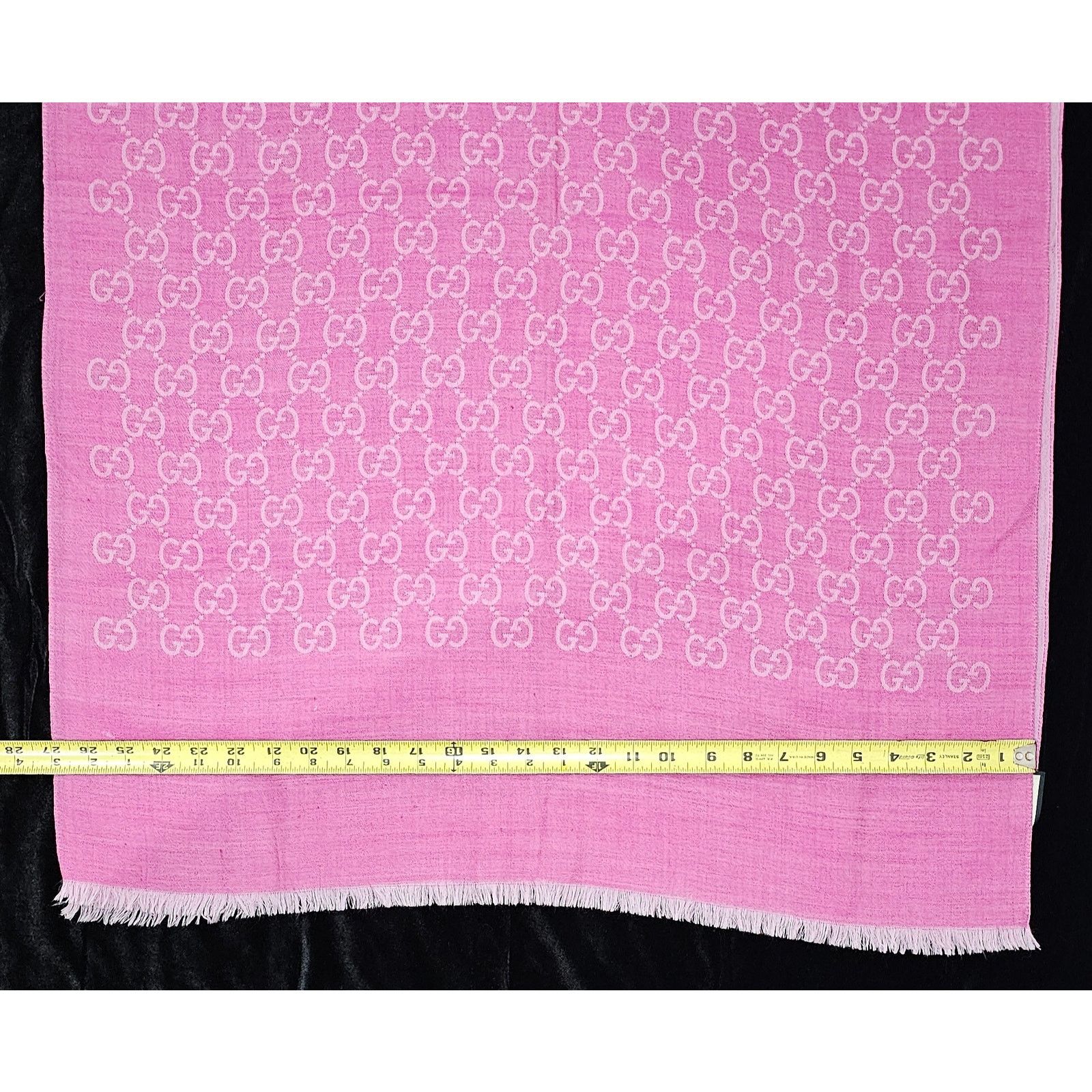 Hermes GUCCI Pink Jacquard Logo GG Wool Silk Scarf Size ONE SIZE - 4 Thumbnail