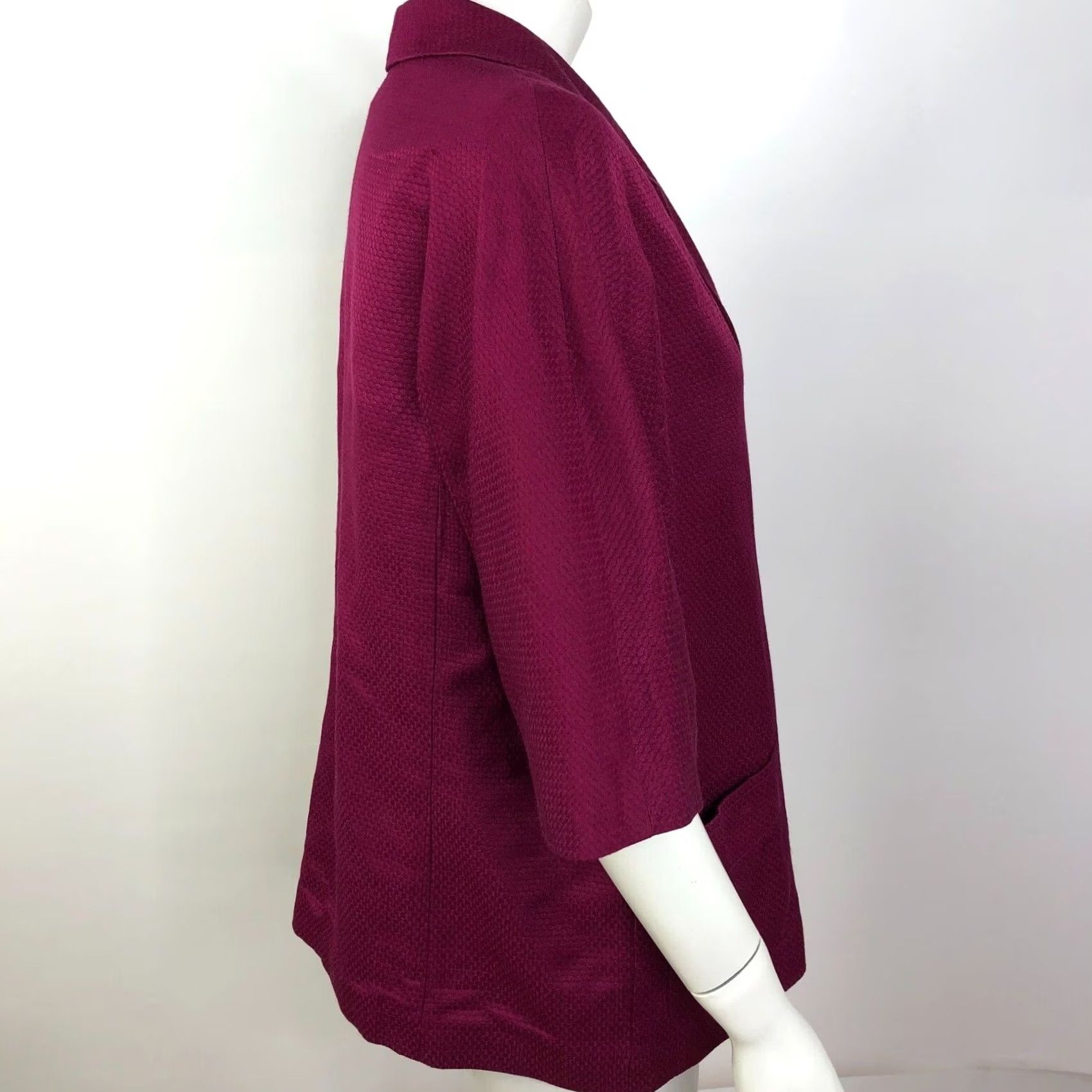 J. Jill J.Jill Blazer Silk Blend Two Button Office Jacket Red Purple / Women / Blazer / M / Regular / Button / Solid / Dressy / Business / Formal / Workwear Size M / US 6-8 / IT 42-44 - 3 Thumbnail