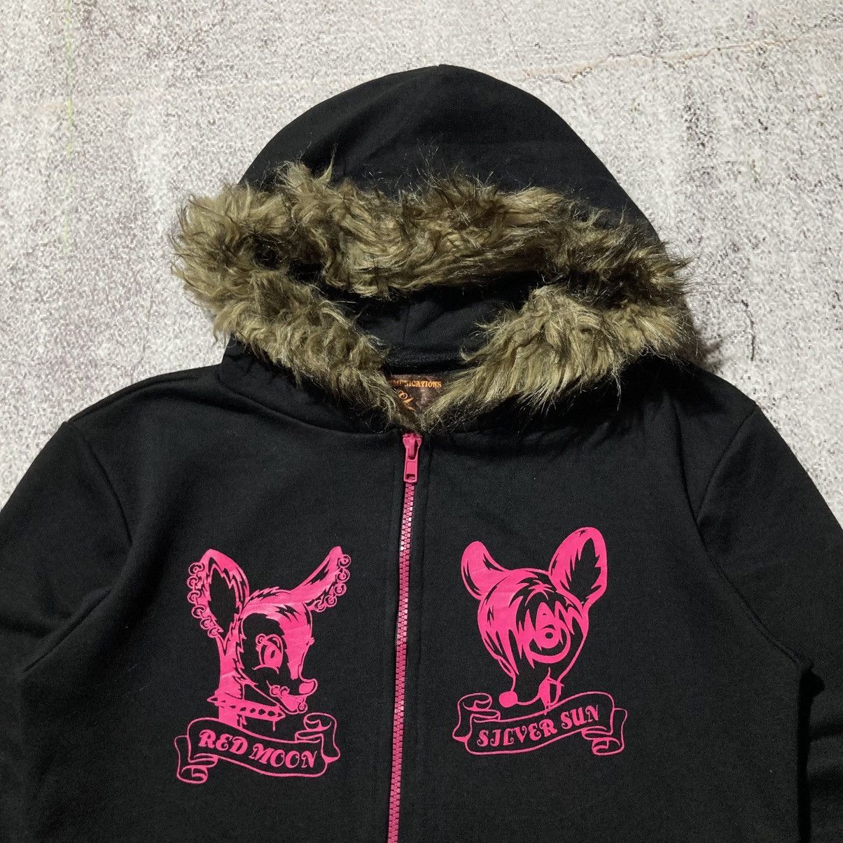 Japanese Brand 2000s High Communications Cartoon Fur Ziphoodie Black Lgb Size US S / EU 44-46 / 1 - 9 Thumbnail