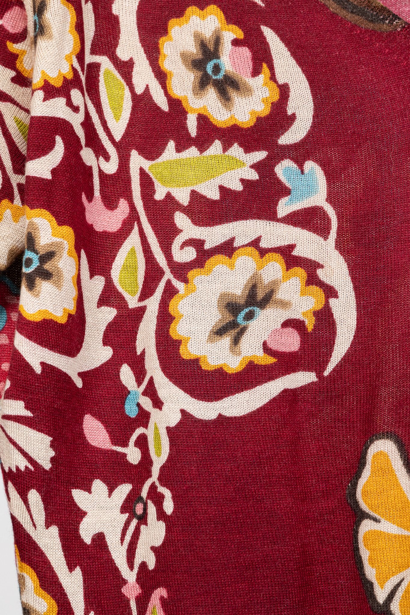 Etro Etro Burgundy Silk & Cashmere Floral-Paisley Pullover Size M / US 6-8 / IT 42-44 - 7 Thumbnail
