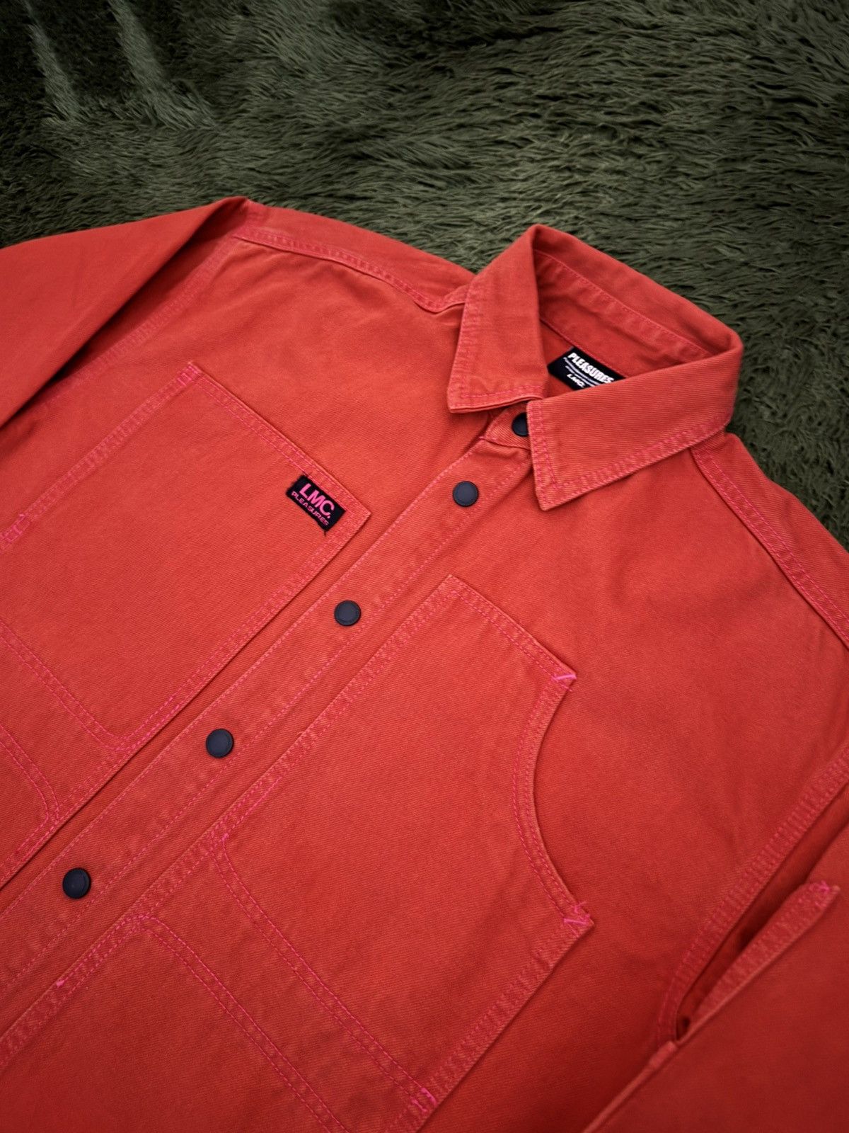 Pleasures [1] PLEASURES x LMC Denim Shirt Jacket – Orange Size US XL / EU 56 / 4 - 2 Thumbnail