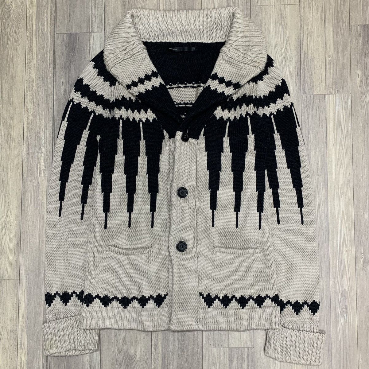 image of Ego Tripping Japan Ego Tripping Arrowhead Cowichan Cardigan in Black, Men's (Size Small)