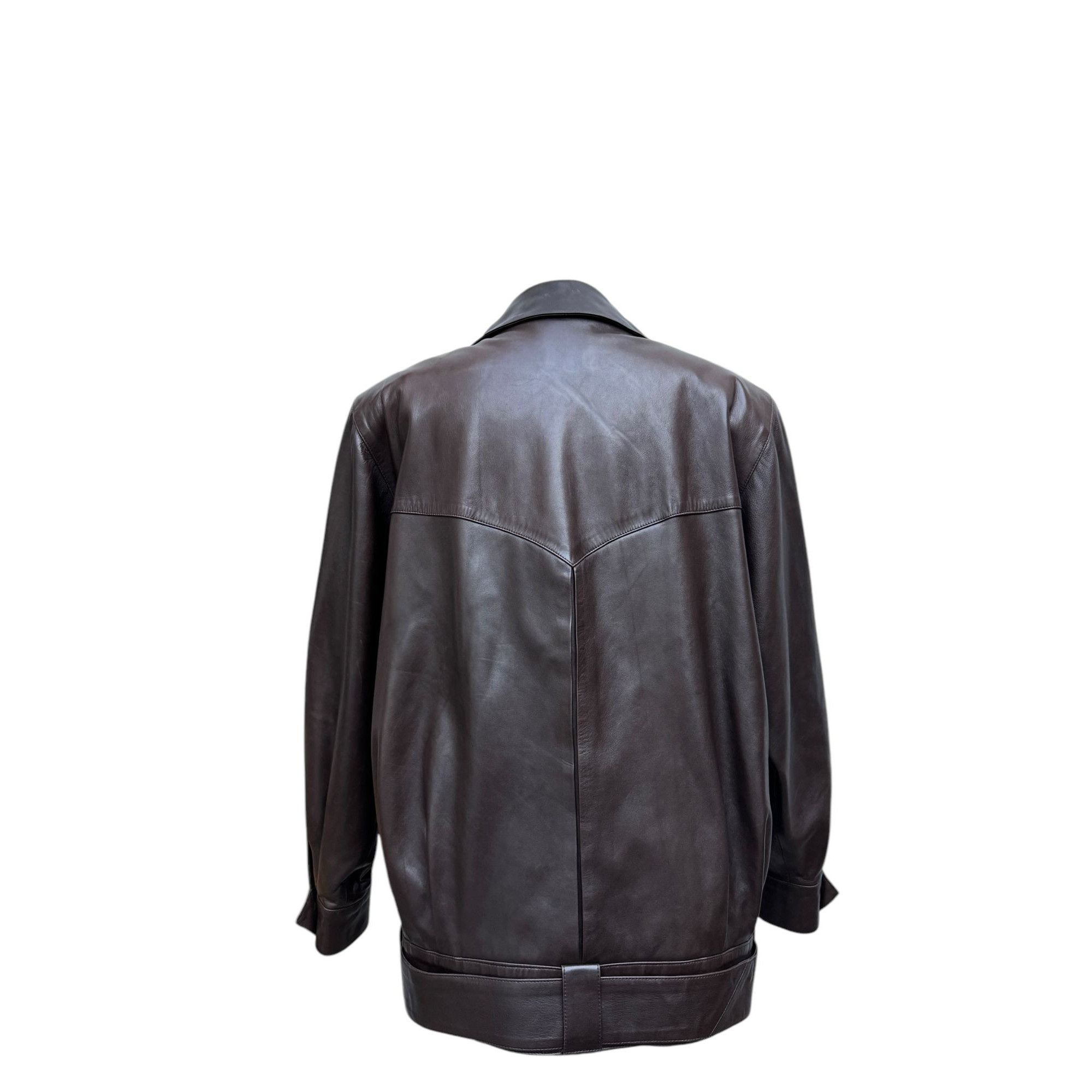 Hermes Brown Leather Belted Jacket Size L / US 10 / IT 46 - 5 Thumbnail