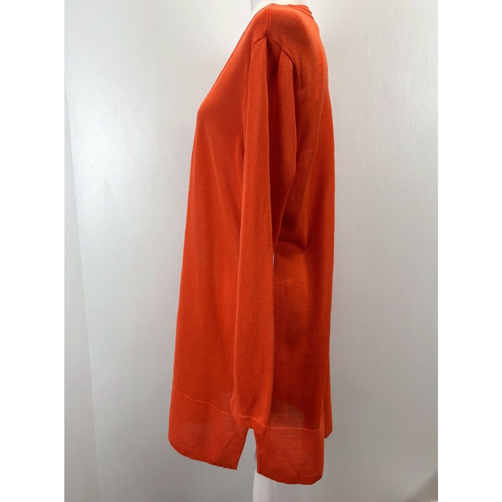 Vintage Chicos Cardigan Sweater Womens Large Orange Lightweight Long Sleeve V-Neck Cotton Blend Size L / US 10 / IT 46 - 2 Thumbnail