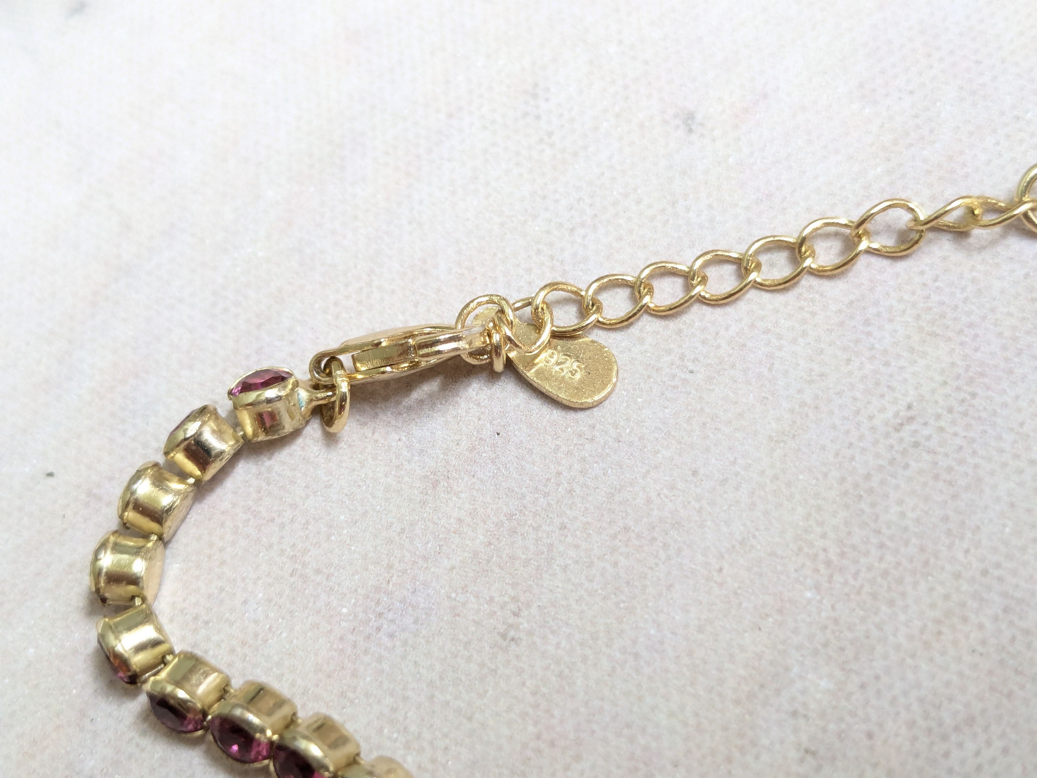 Sterling Silver Sterling Silver Tennis Bracelet Pink Round 8.25" Size ONE SIZE - 9 Thumbnail