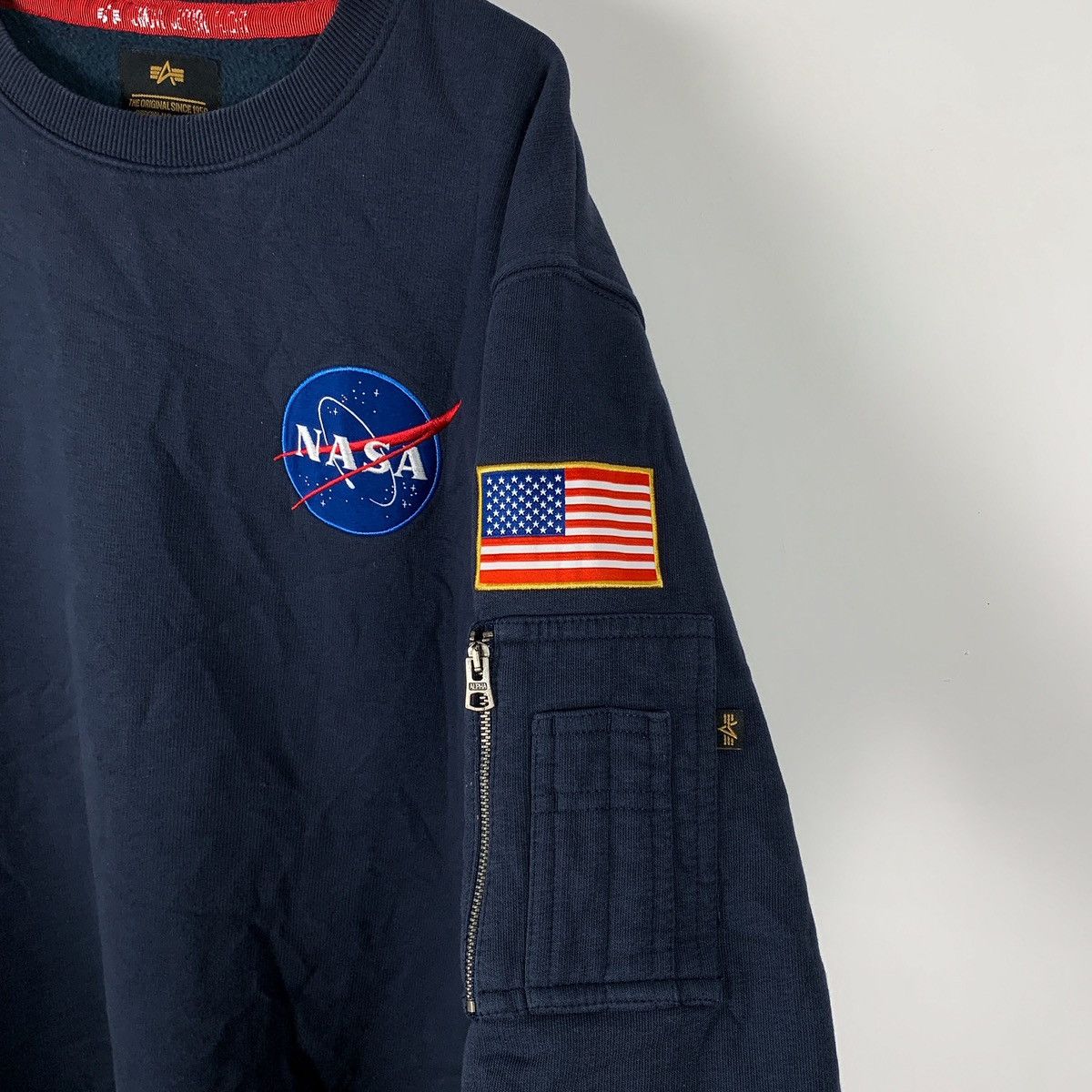 Alpha Industries Alpha Industries Logo NASA Sweatshirt USA Stripe Size US XL / EU 56 / 4 - 3 Thumbnail