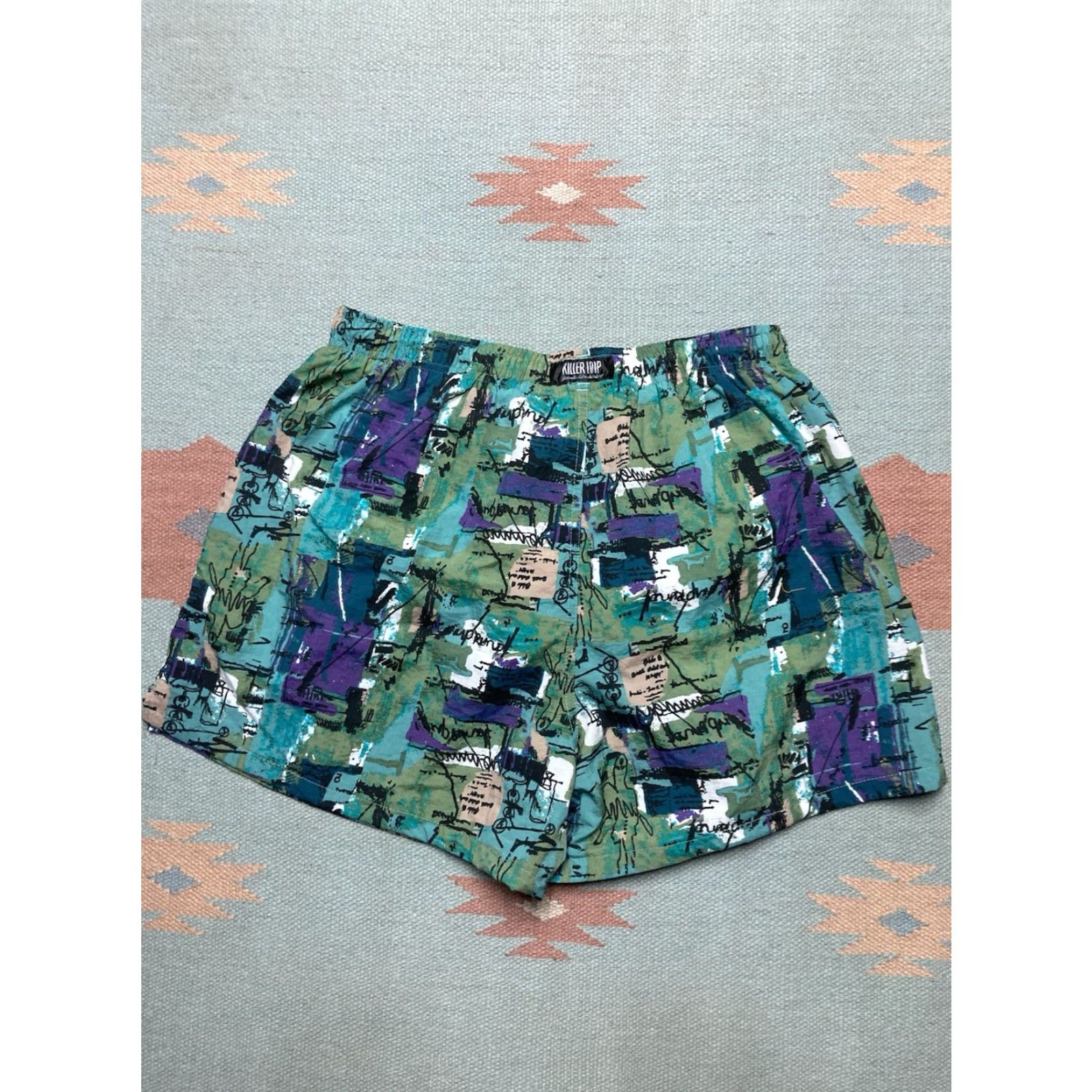 Vintage VINTAGE Killer Loop Abstract Art All Over Print Swim Shorts Trunks Men’s Large Size US 33 - 7 Thumbnail