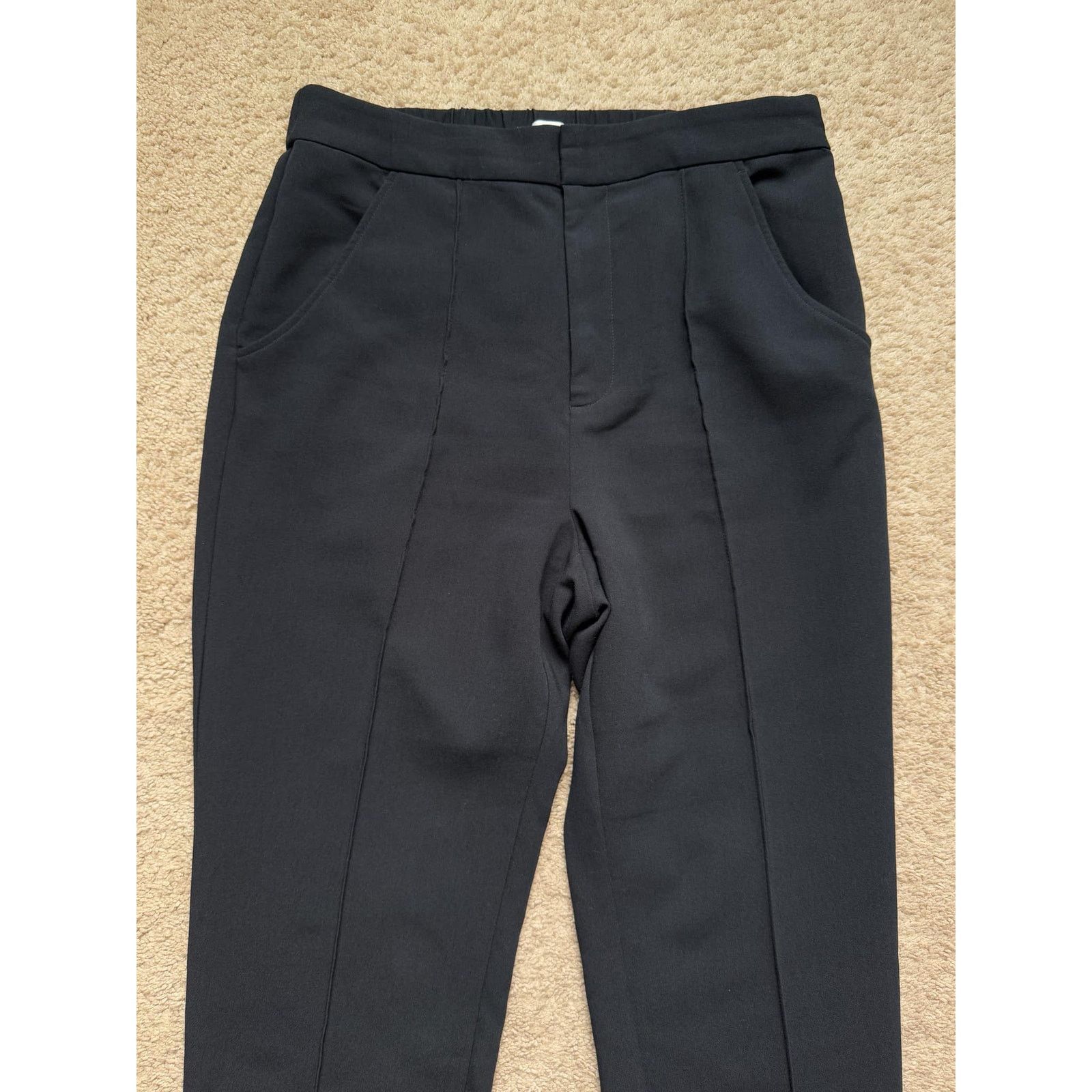 Anthropologie Maeve Pintuck Tapered Leg Trouser Cuffed Pants Black Size 10 Size 32" / US 10 / IT 46 - 5 Thumbnail