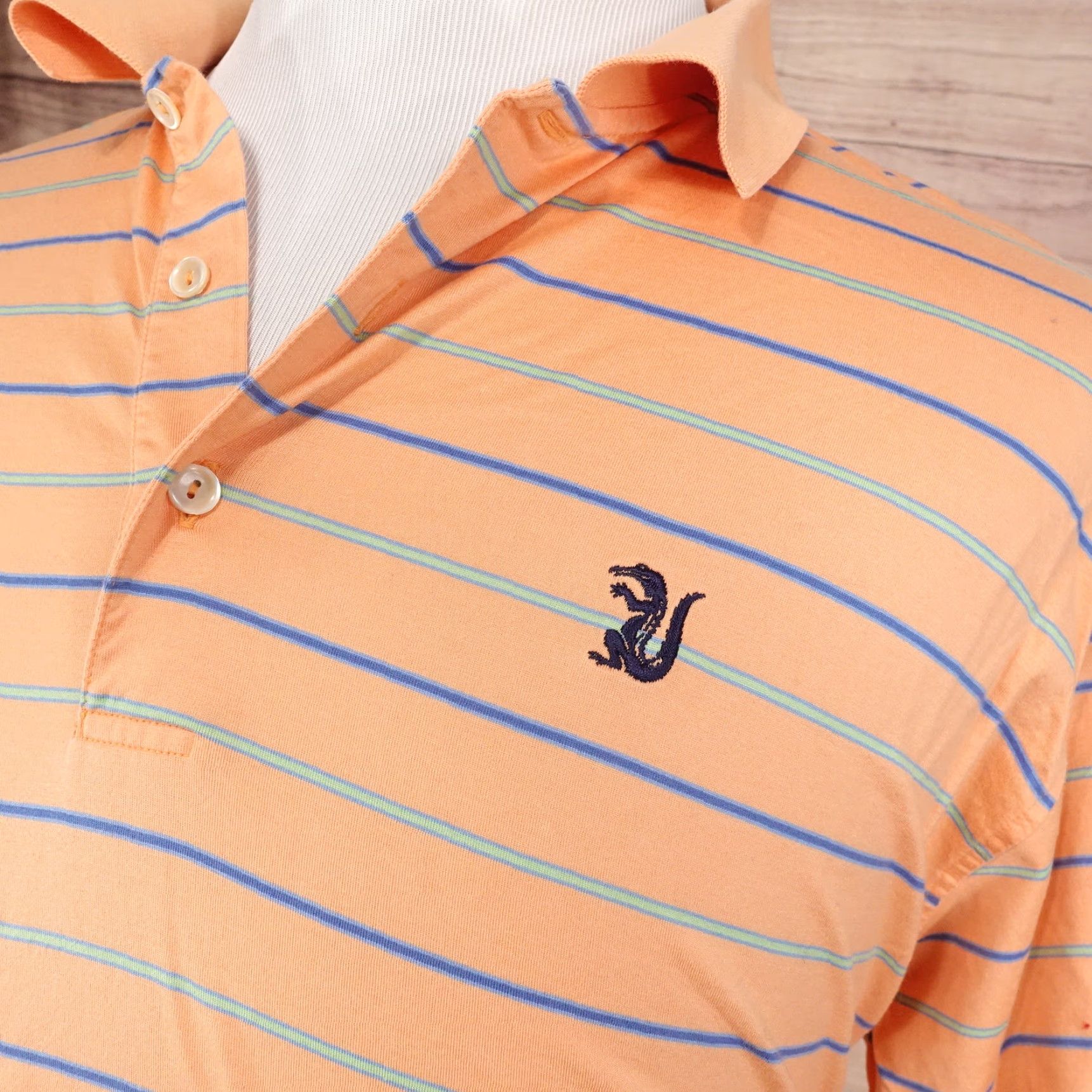 Peter Millar Vintage Peter Millar Polo Shirt Men XL Short Sleeve Striped Mercerized Cotton Orange 2000s Size US XL / EU 56 / 4 - 2 Thumbnail
