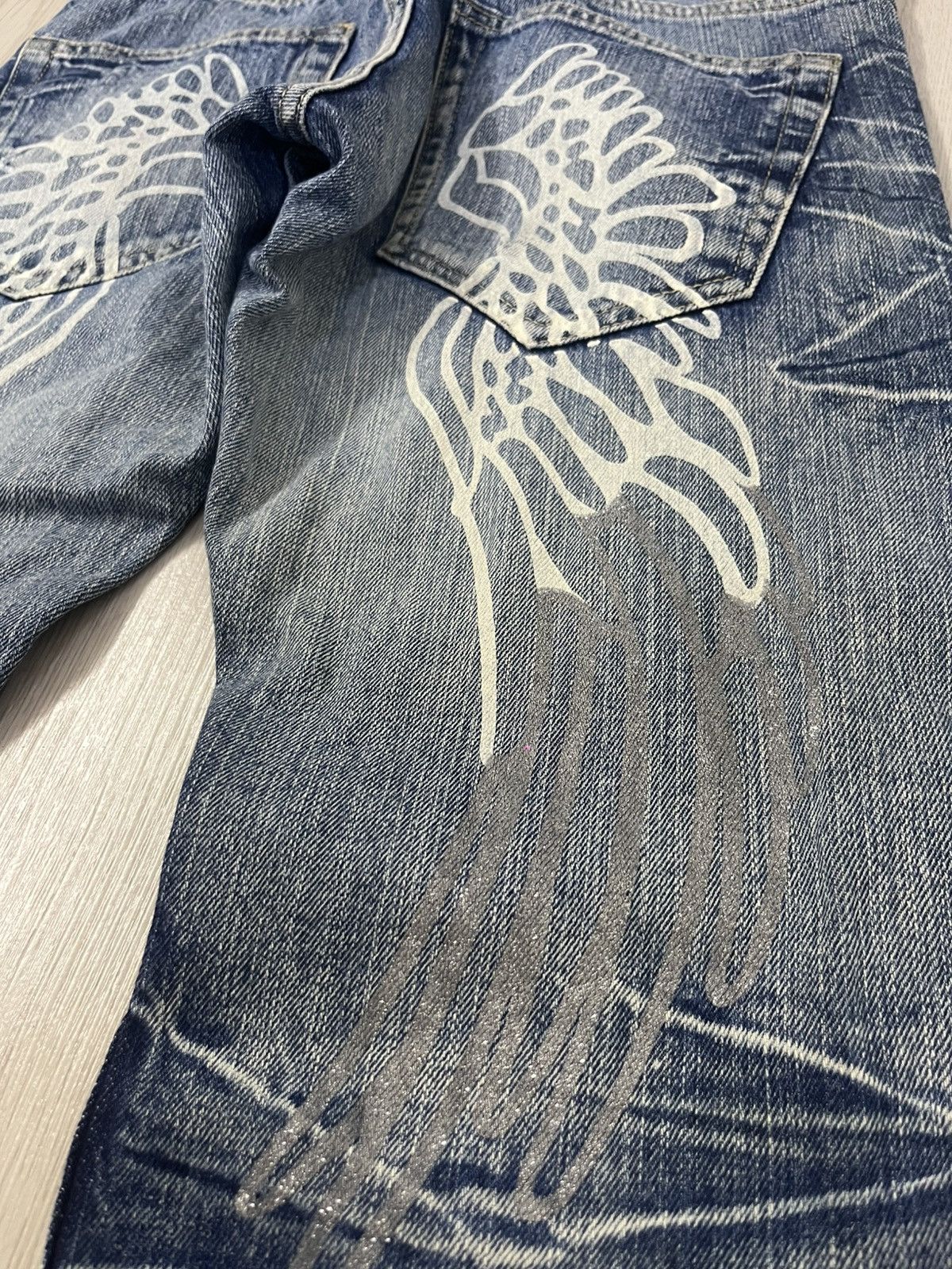Japanese Brand Vintage Y2k Style Wild Life Flared Wings Jeans Size US 29 - 3 Thumbnail