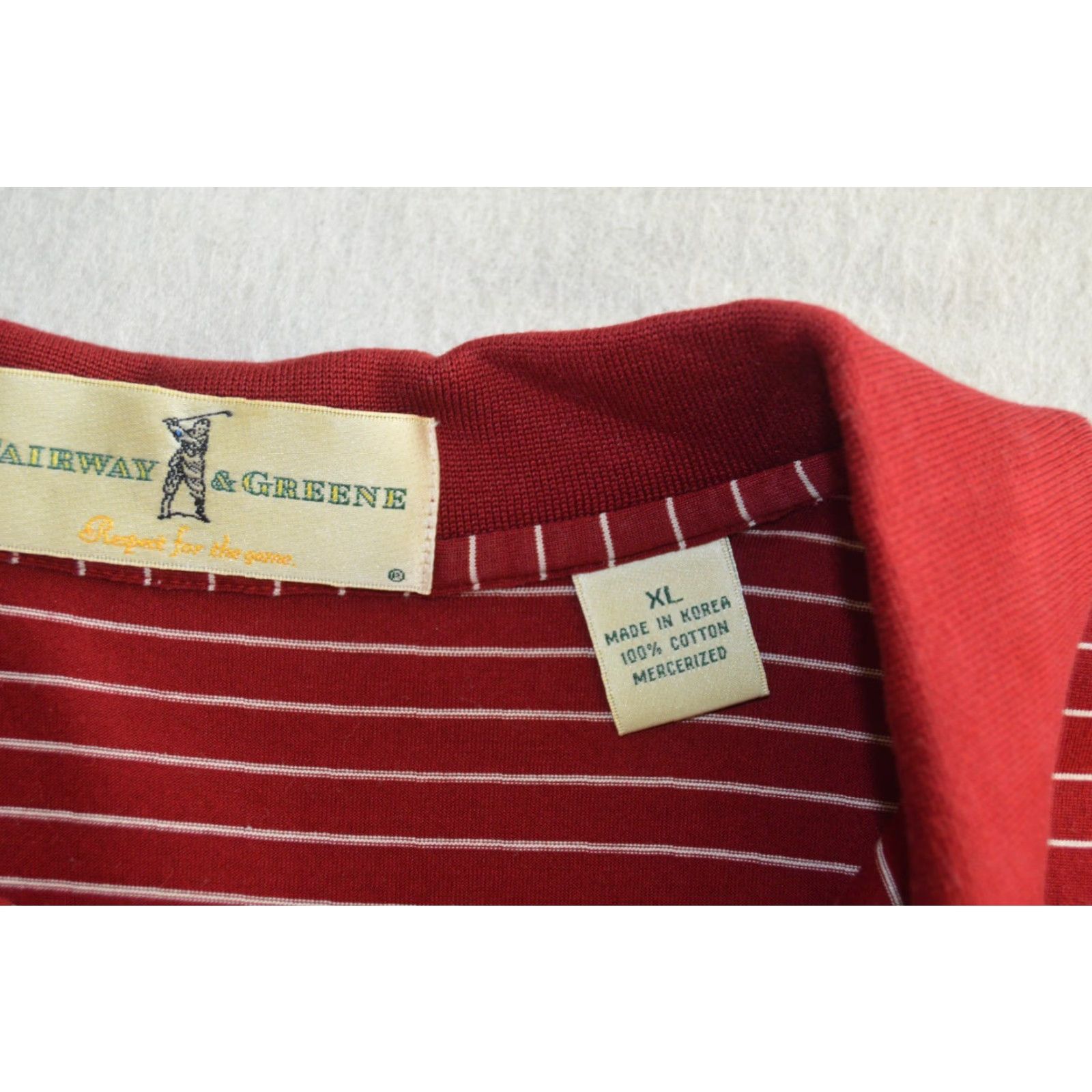Vintage Fairway & Greene Polo Shirt XL Burgundy Striped Casual Short Sleeve Shirt Men XL Red Striped Polo Golf 100% Cotton Embroidered Logo Vintage Size US XL / EU 56 / 4 - 4 Thumbnail