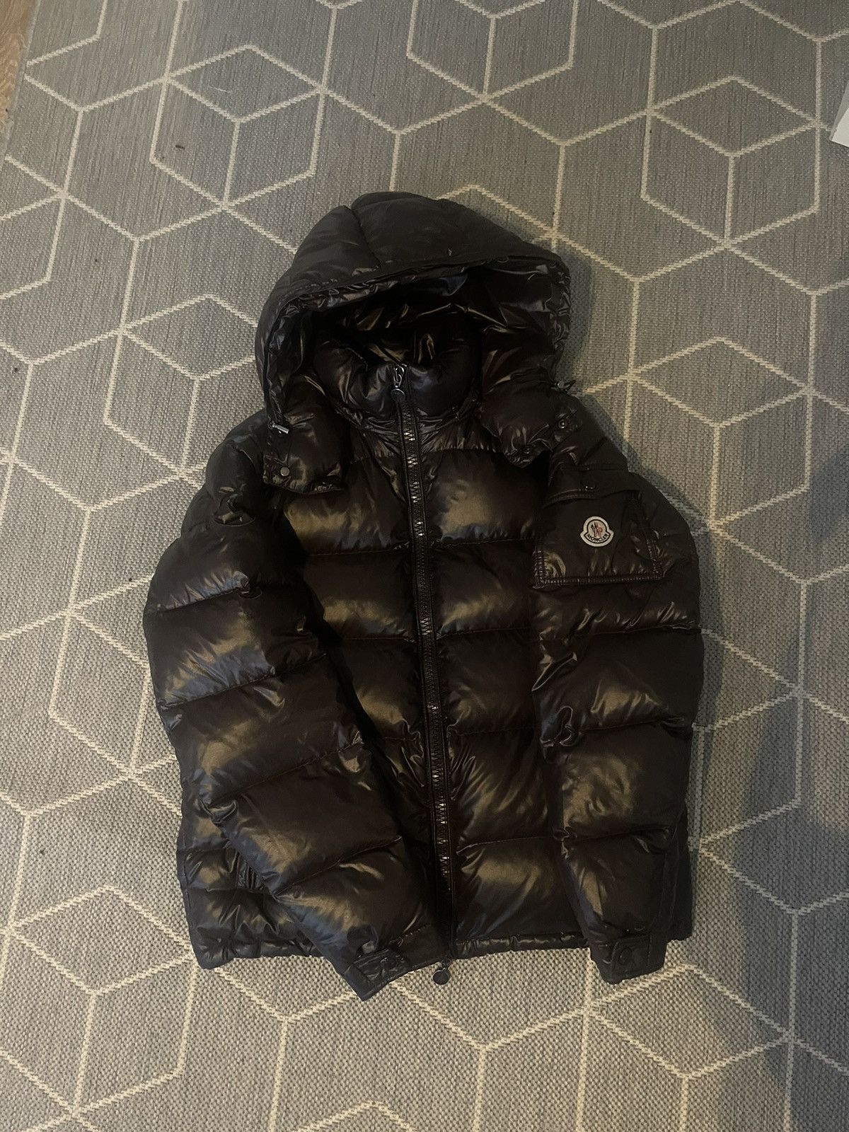 image of Moncler Maya Down Jacket in Brown, Men's (Size Medium)