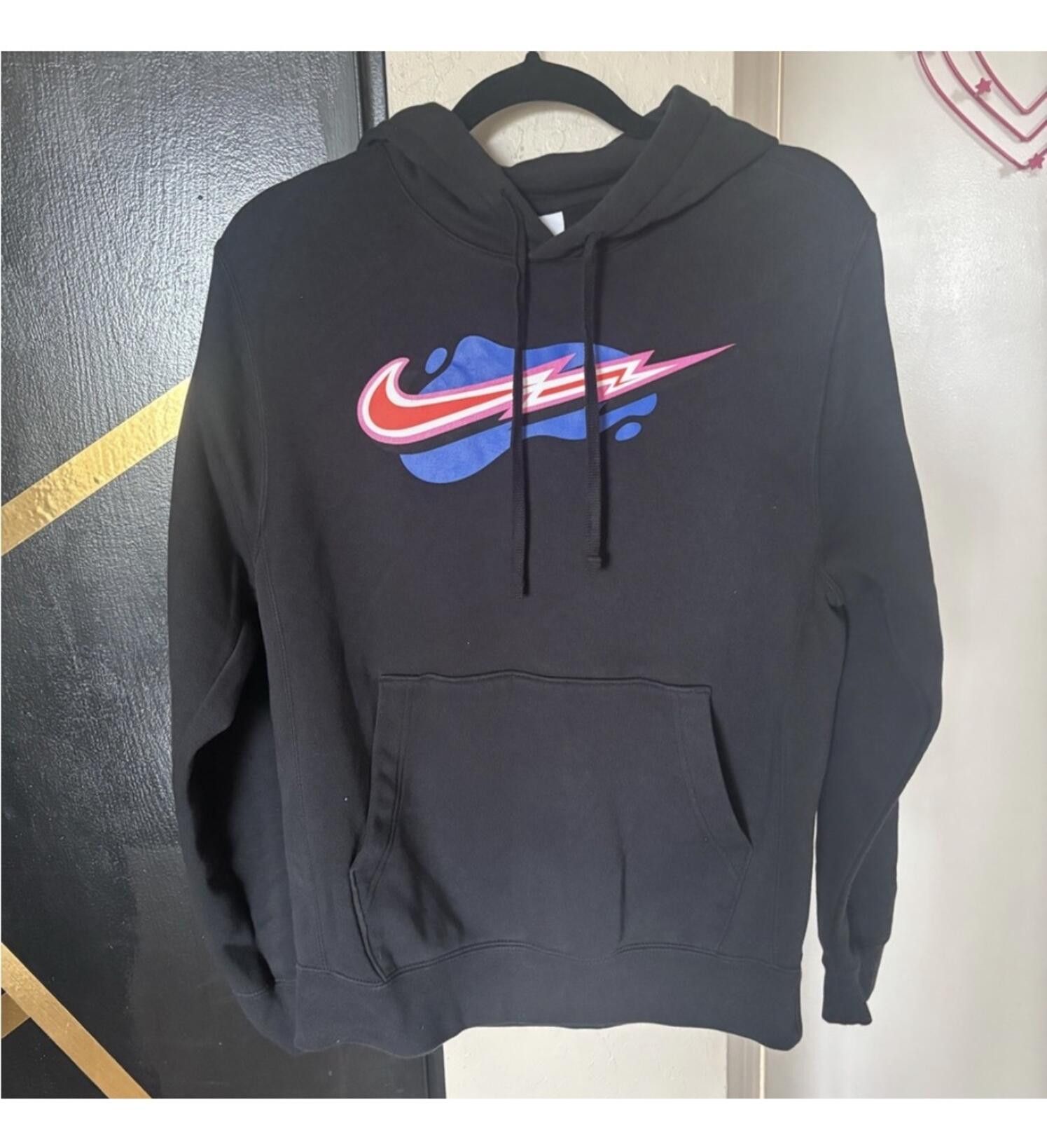 Nike (NIKE) Black Hoodie with Pink and Blue Logo Size US S / EU 44-46 / 1 - 1 Thumbnail
