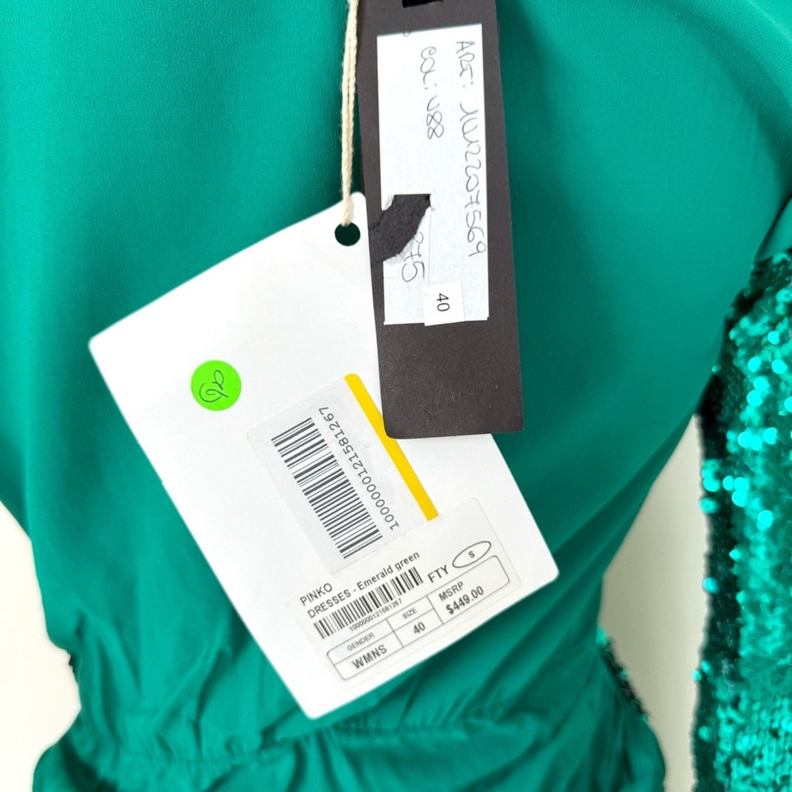 NWT!!! PINKO women sequins green dress size S Retail 448$
