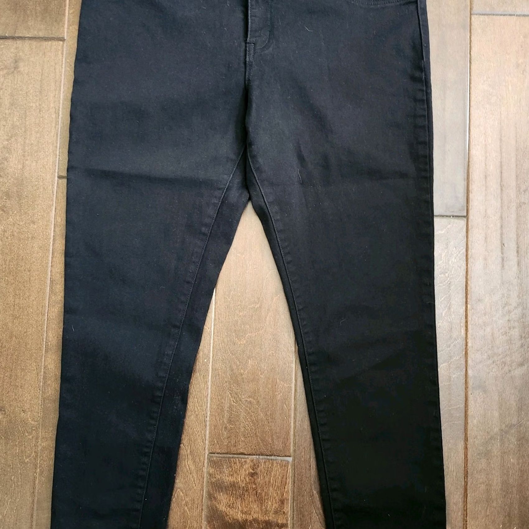 Vintage Chic Denim Jeans - 4 Button Black Denim Size 16 Womens Straight 5-Pocket Stretch Regular Inseam 30 in JS Size 38" / US 16 / IT 52 - 4 Thumbnail