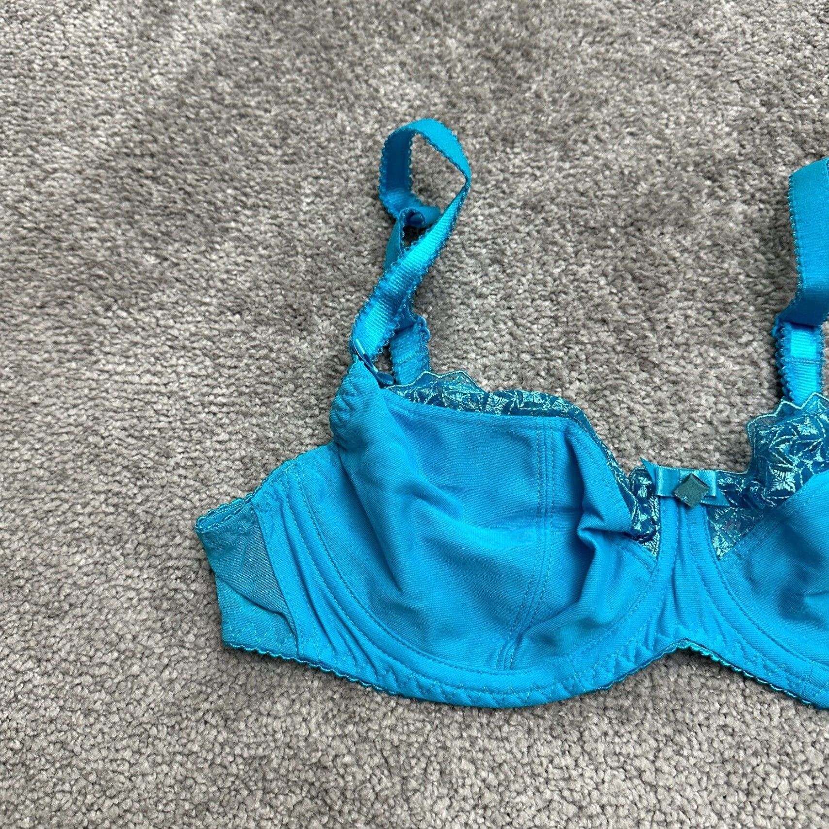 Vintage Curvy Kate Unpadded Underwired Lace Bow Bra Womens 34D Blue Adjustable Strap Size ONE SIZE - 5 Thumbnail