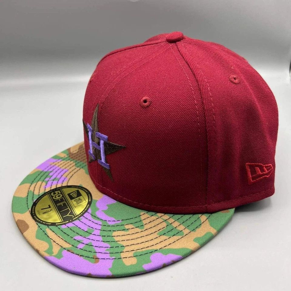 New Era Houston Astros Hat Men 7 5/8 59Fifty New Era MLB Fitted Cap Size ONE SIZE - 4 Thumbnail