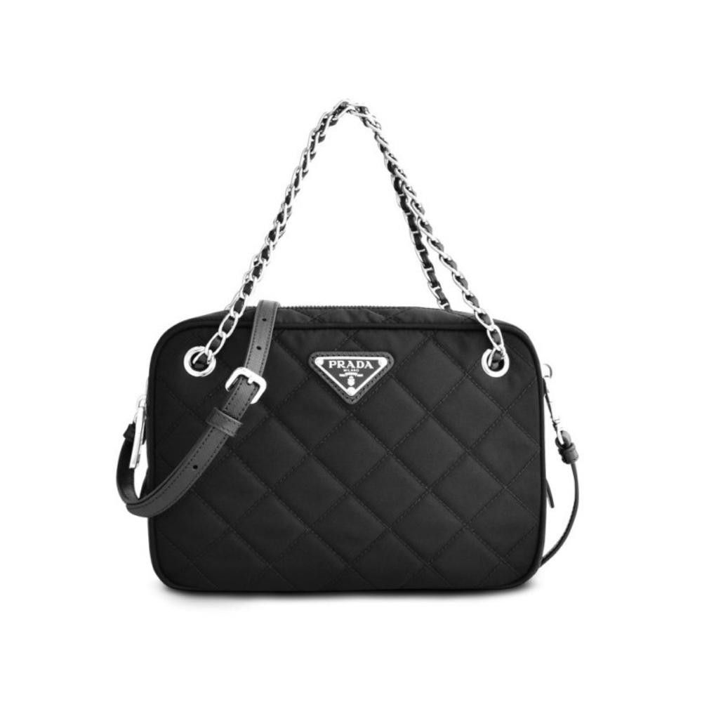 image of NWT Prada Re-Edtion Nylon Quilted Black Triangle Logo Crossbody Bag, Women's