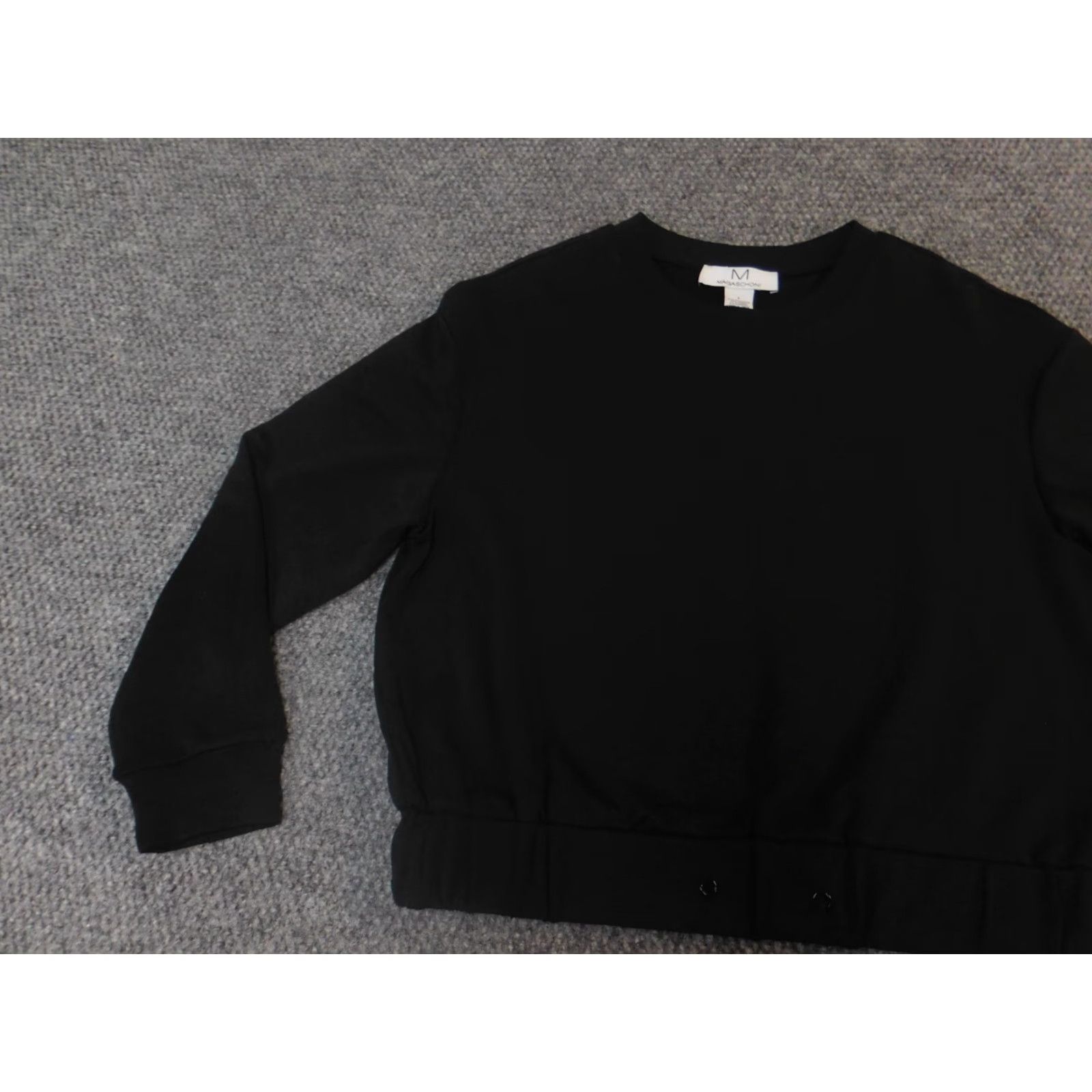 Vintage Magaschoni Womens Sweater Small pullover black solid crew neck long sleeve chunky-knit cotton regular stretch casual winter 90s? Size S / US 4 / IT 40 - 3 Thumbnail