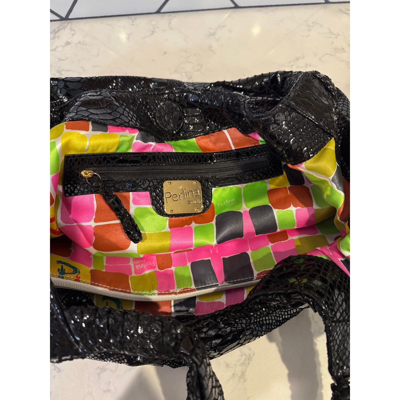 Other Vintage Perlina Y2K black snake skin leather large hobo bag Size ONE SIZE - 16 Thumbnail