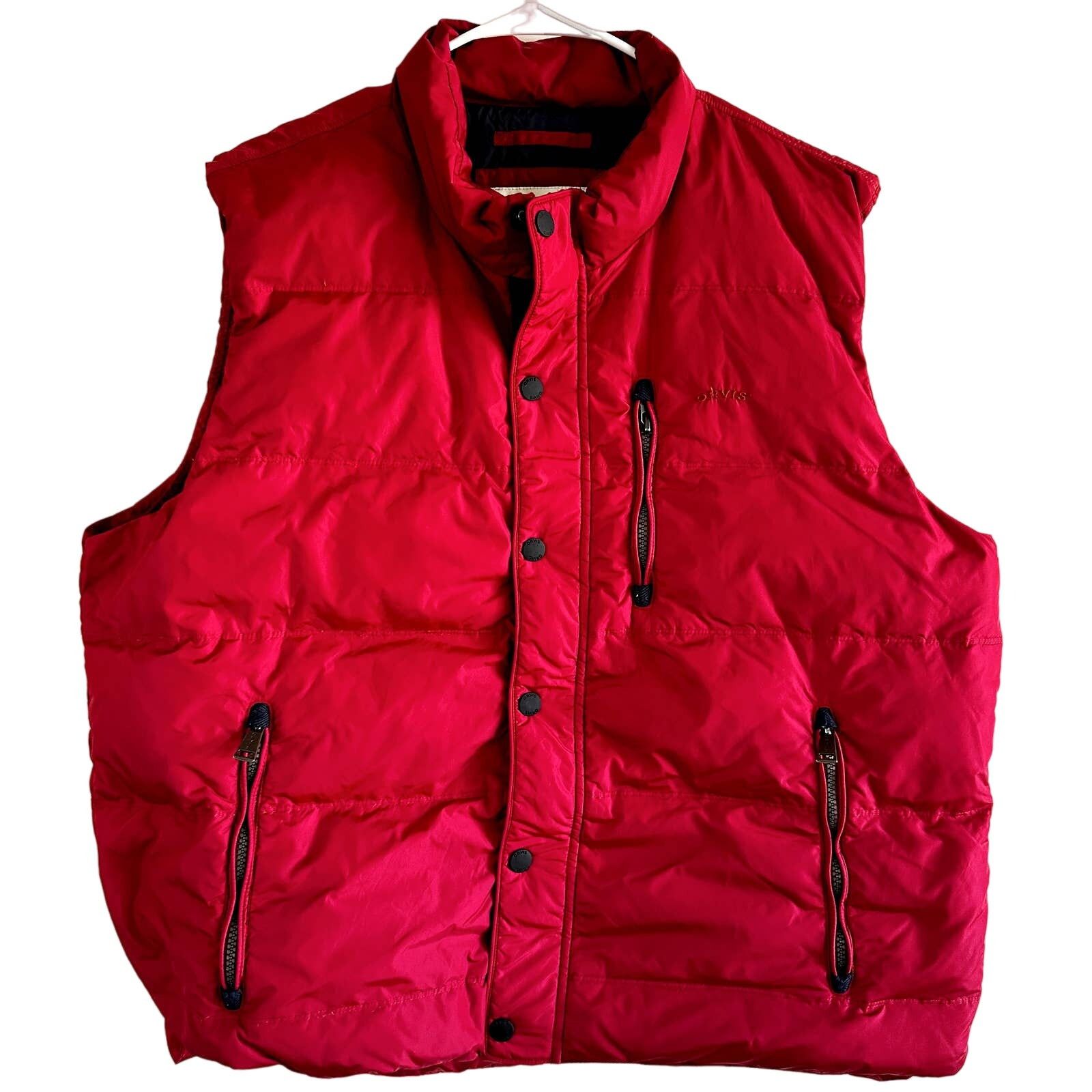 Orvis Down Puffer Vest Jacket Snap Button Stand Collar XL