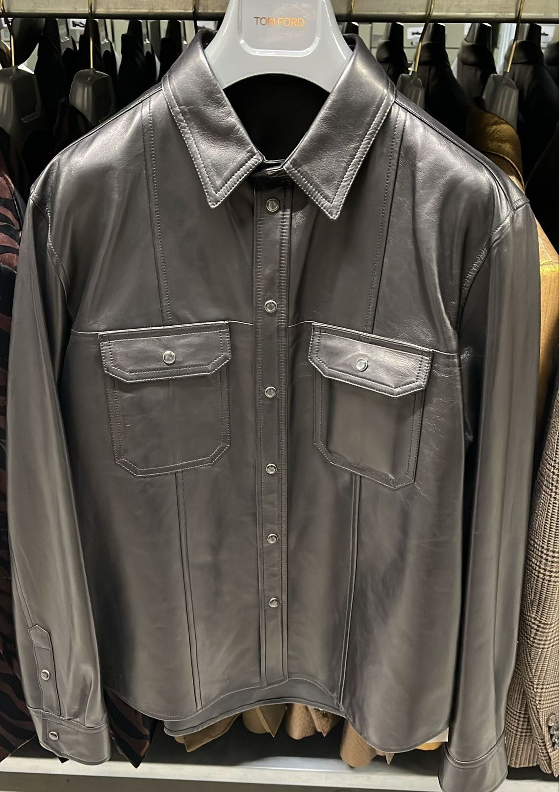 Tom Ford 🪭$7K VALUE🪭Leather Over shirt Jacket Size US L / EU 52-54 / 3 - 1 Thumbnail