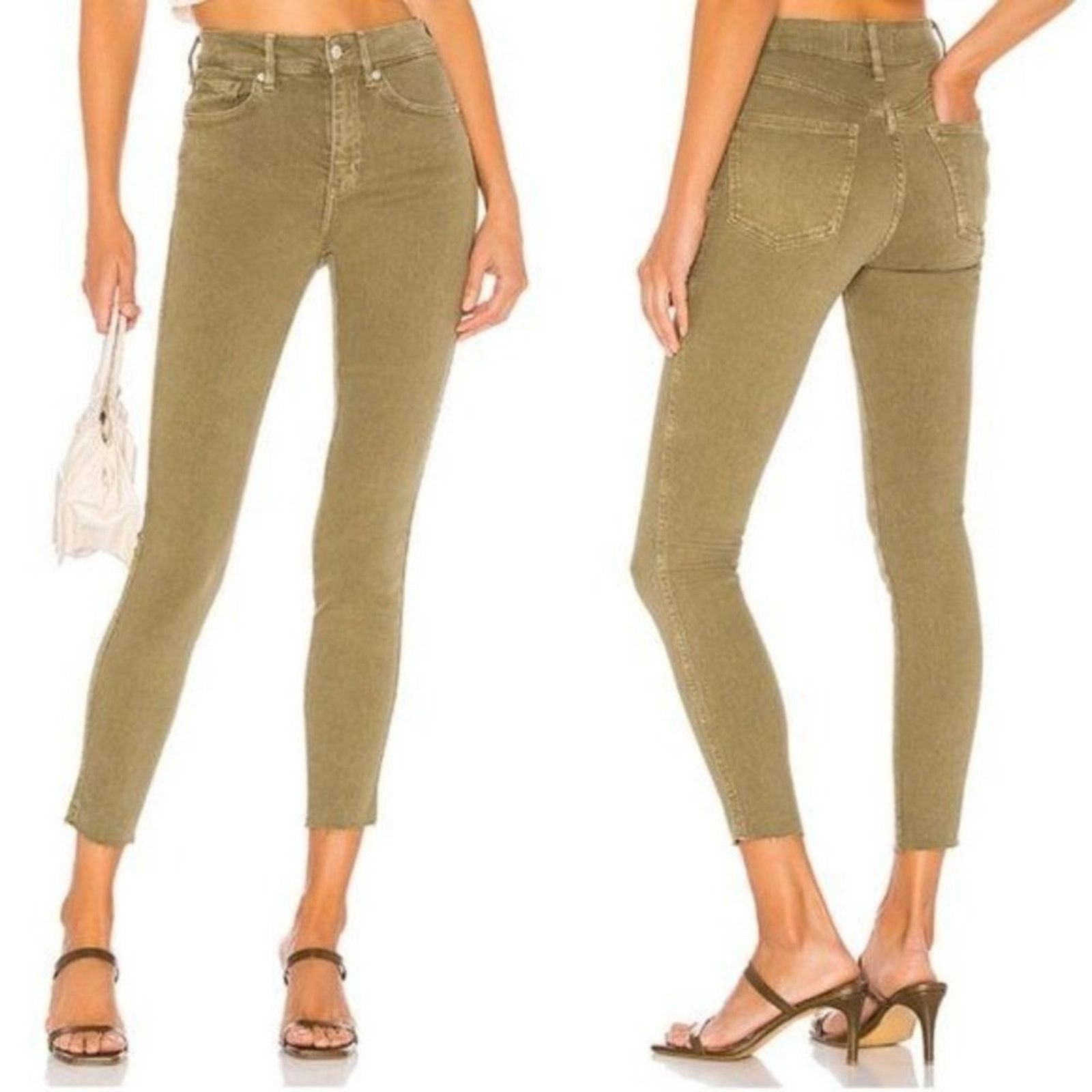 Free People Free People Raw Hem High Rise Jegging 24 Army Green Stretch Size 24" / US 00 / IT 34 - 2 Thumbnail