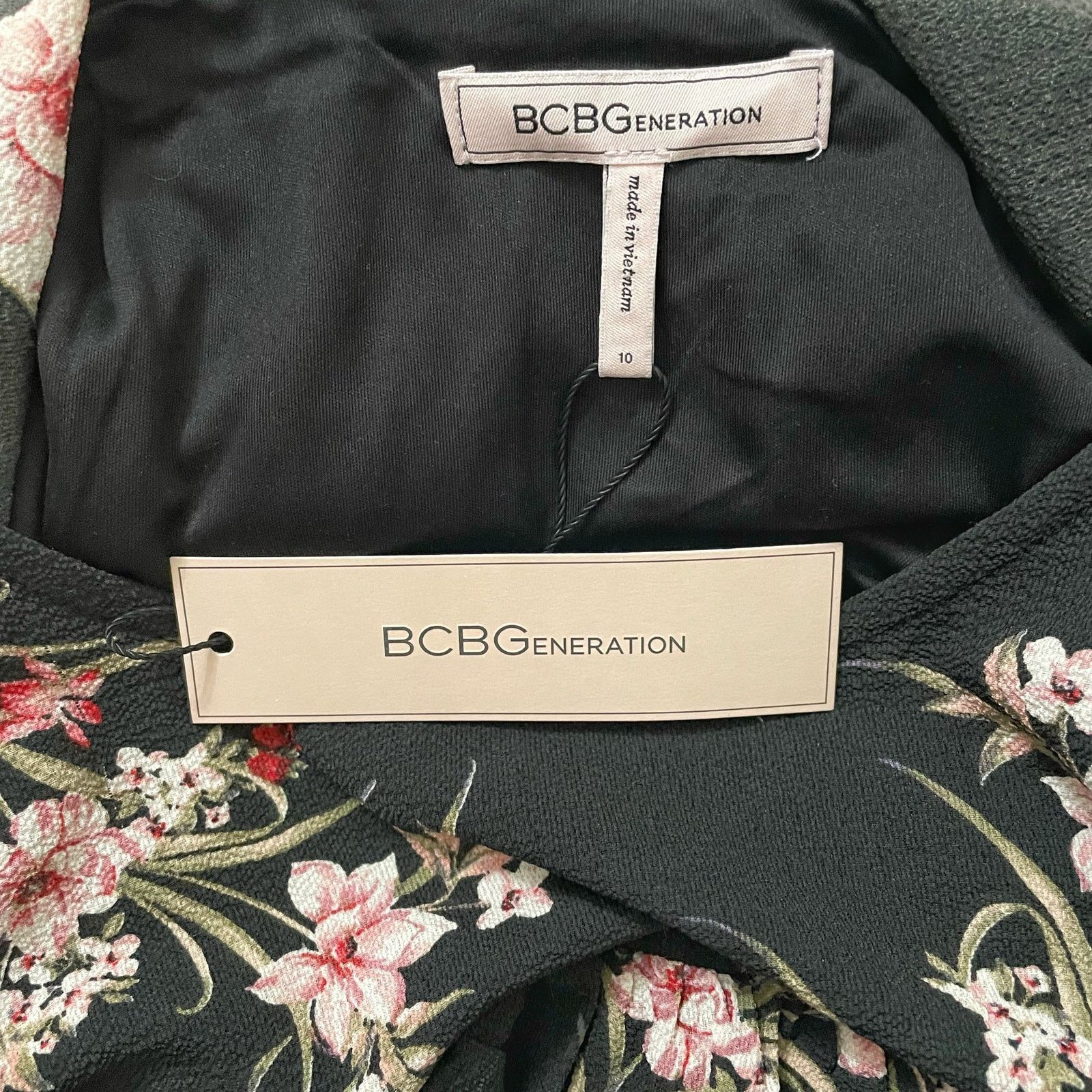 Other BCBGeneration Floral Smock Dress Lily Black Pink - Size 10 Size L / US 10 / IT 46 - 5 Thumbnail