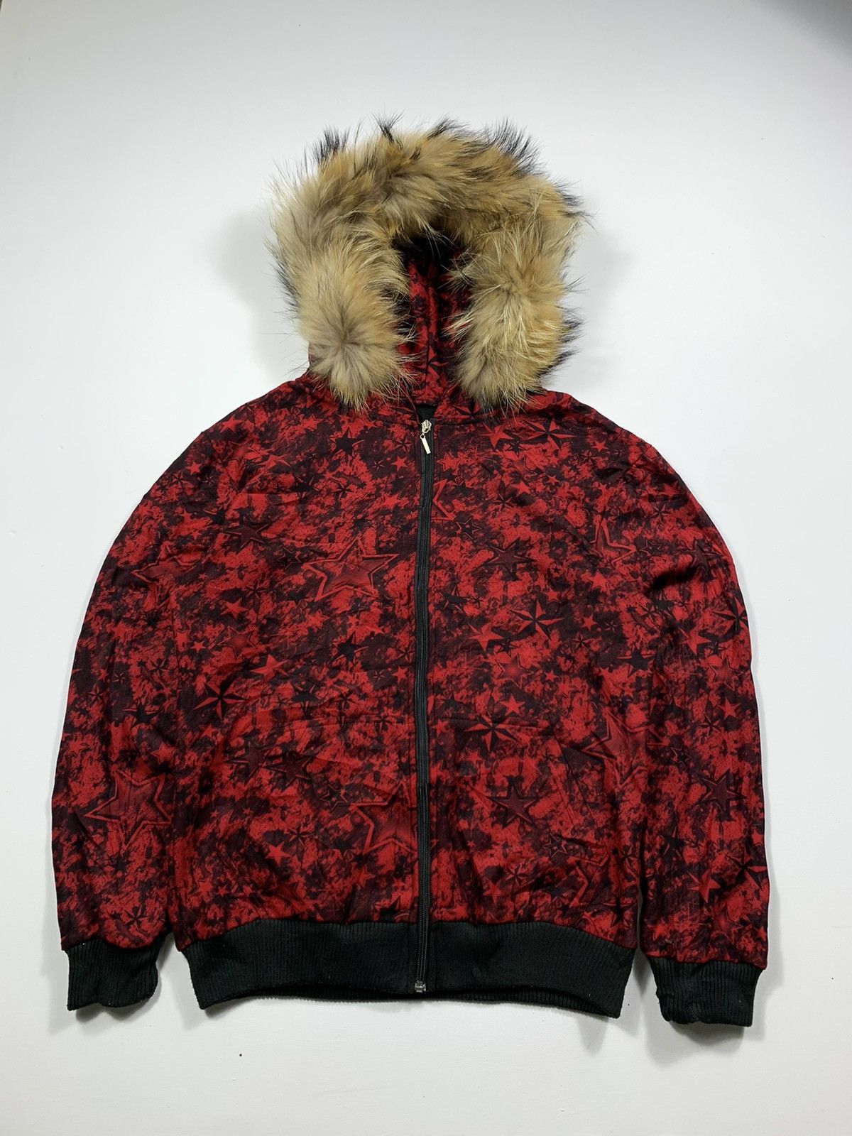 If Six Was Nine × Japanese Brand × Le Grande Bleu (L.G.B.) Faux Fur Hoodie Stars Abstac Red Ifsixwasnine Lgb style Size US M / EU 48-50 / 2 - 1 Thumbnail