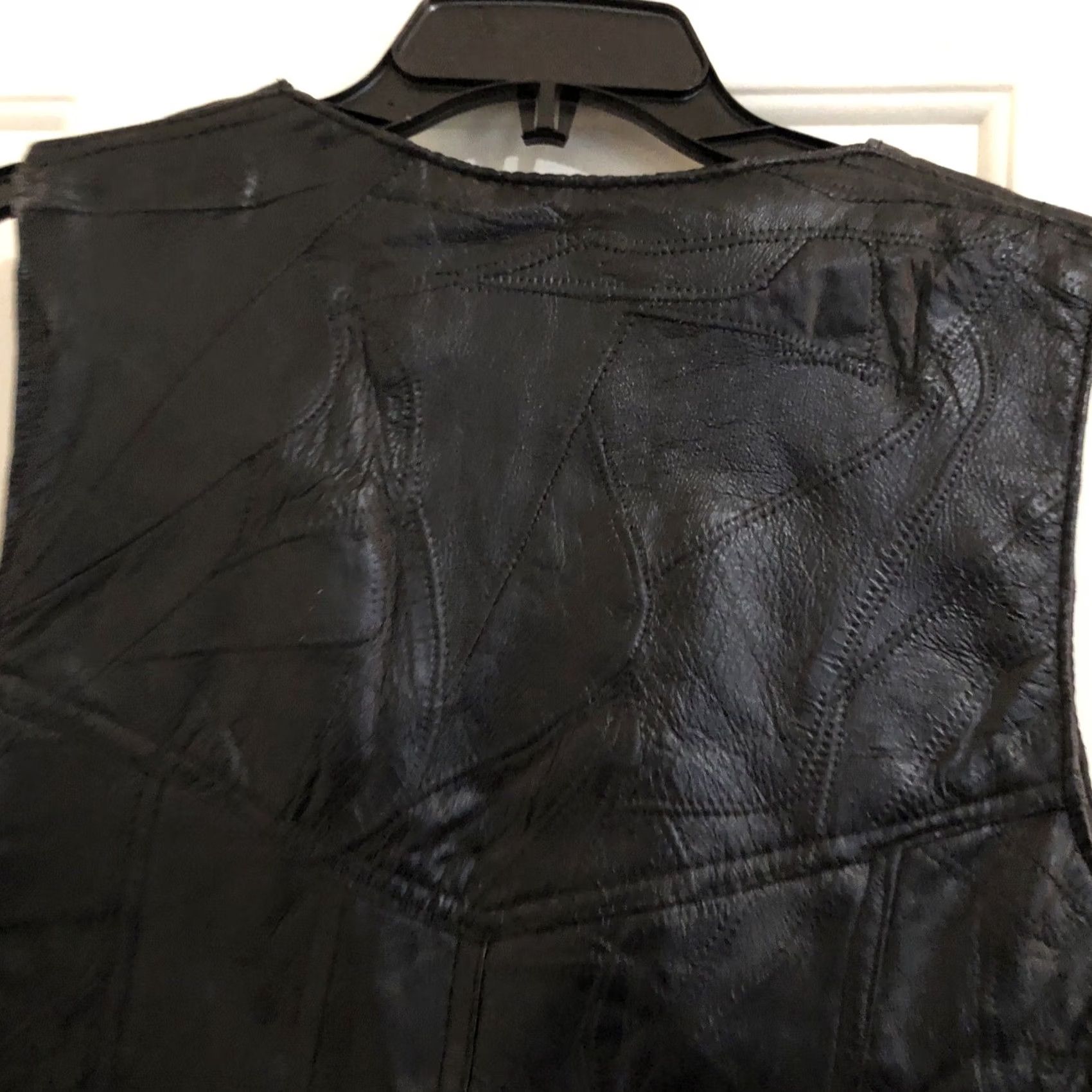 Vintage MENS 2XL MARK ANDRE NEW YORK BLACK ITALIAN LEATHER MOTORCYCLE VEST LINED Size US XXL / EU 58 / 5 - 6 Thumbnail