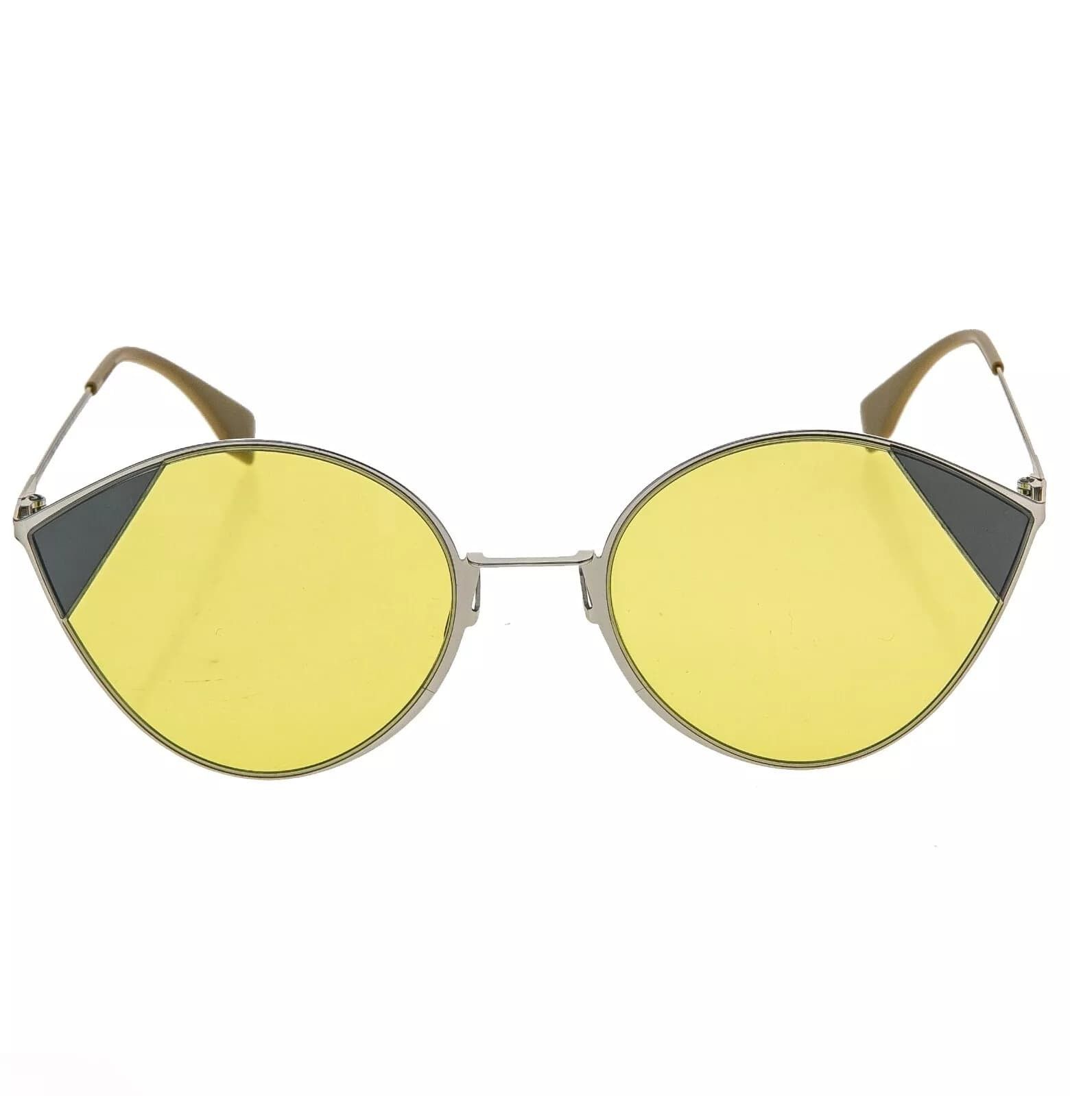Fendi FENDI 0341 Silver Yellow Geometric Oval Metal Flat FF0341S Size ONE SIZE - 11 Thumbnail