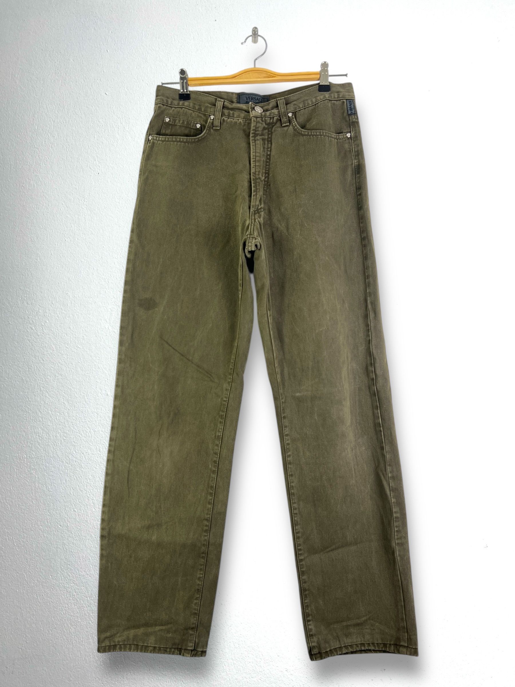 Versace Jeans Couture Vintage VERSACE Jeans Signature Khaki Green Denim GTMP154 Size US 30 / EU 46 - 1 Thumbnail