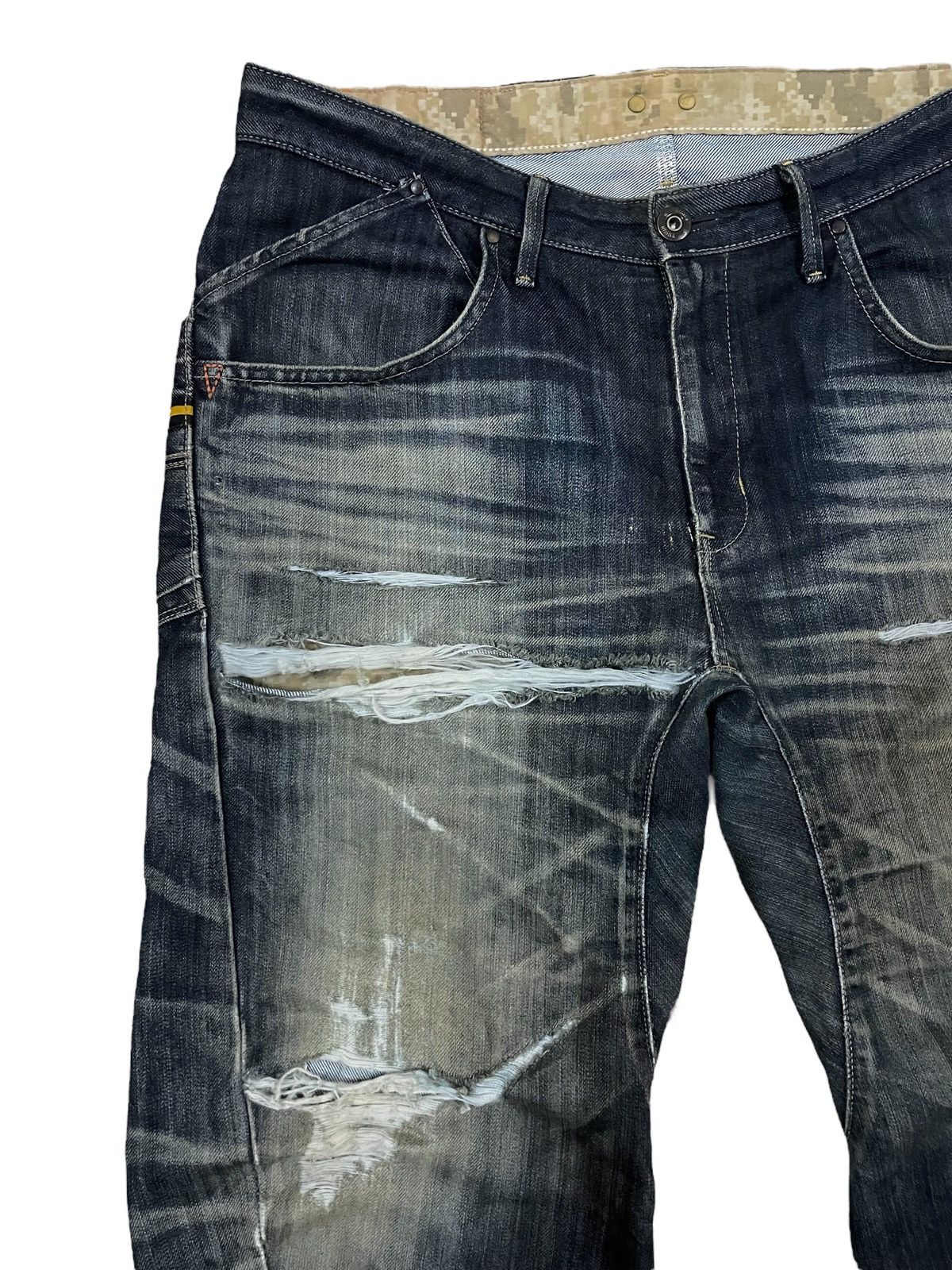 Edwin Vtg Edwin E-Function Mud Wash Camo Lining Ripped Baggy Jeans Size US 36 / EU 52 - 5 Thumbnail