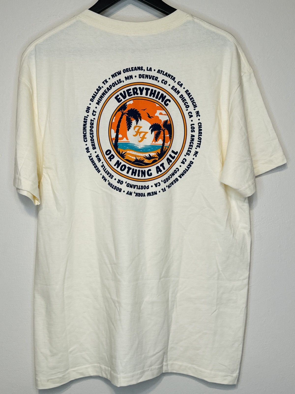 Foo Fighters Official Merchandise Tour T Shirt Cream 2024