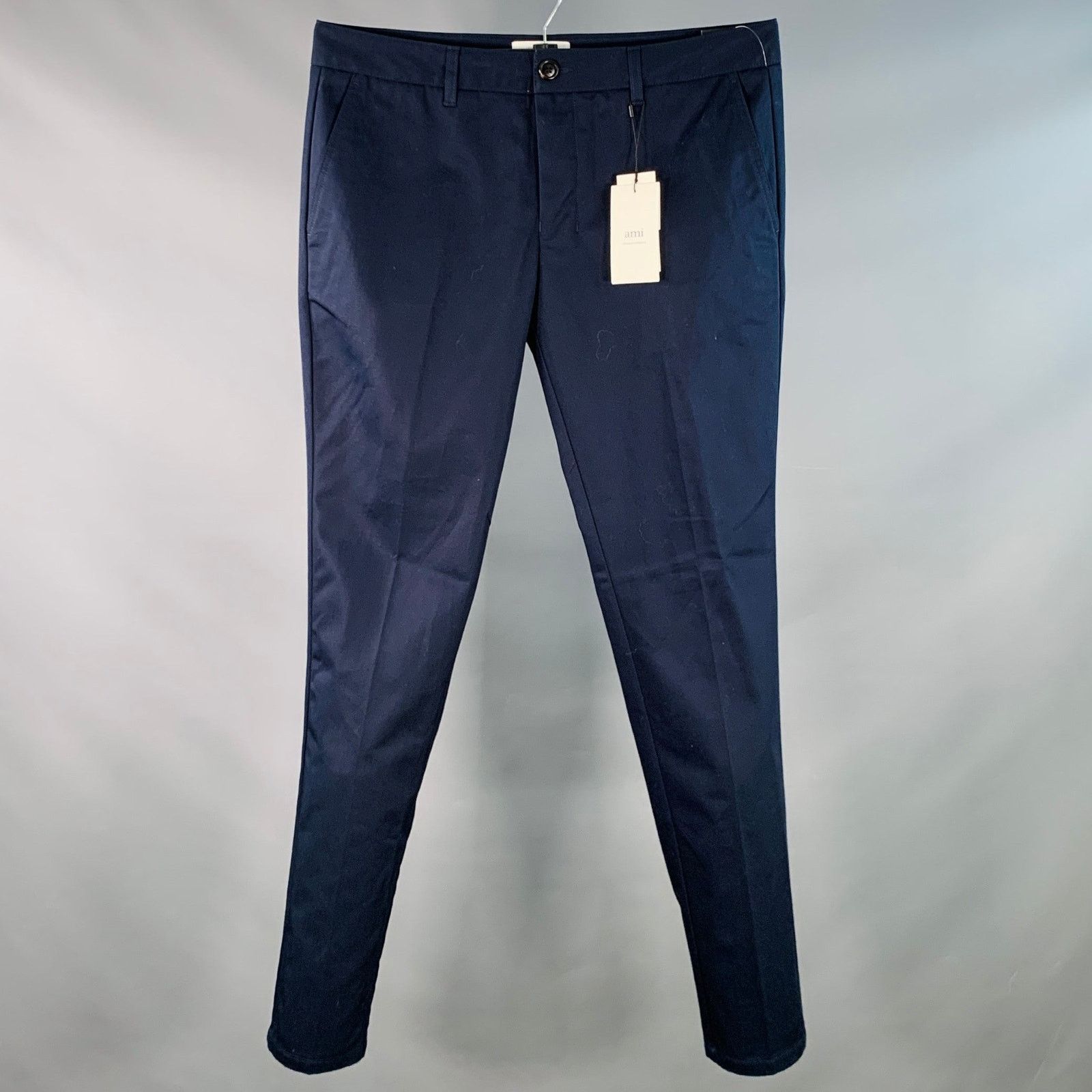 AMI Size XL Navy Twill Cotton Flat Front Casual Pants Size US 36 / EU 52 - 1 Thumbnail