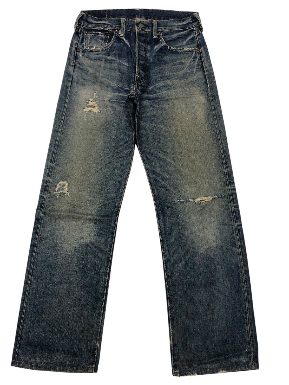 Kapital 🔥LEVIS 501 BIG E SELVEDGE DISTRESS DENIM JEANS Size US 29 - 10 Thumbnail