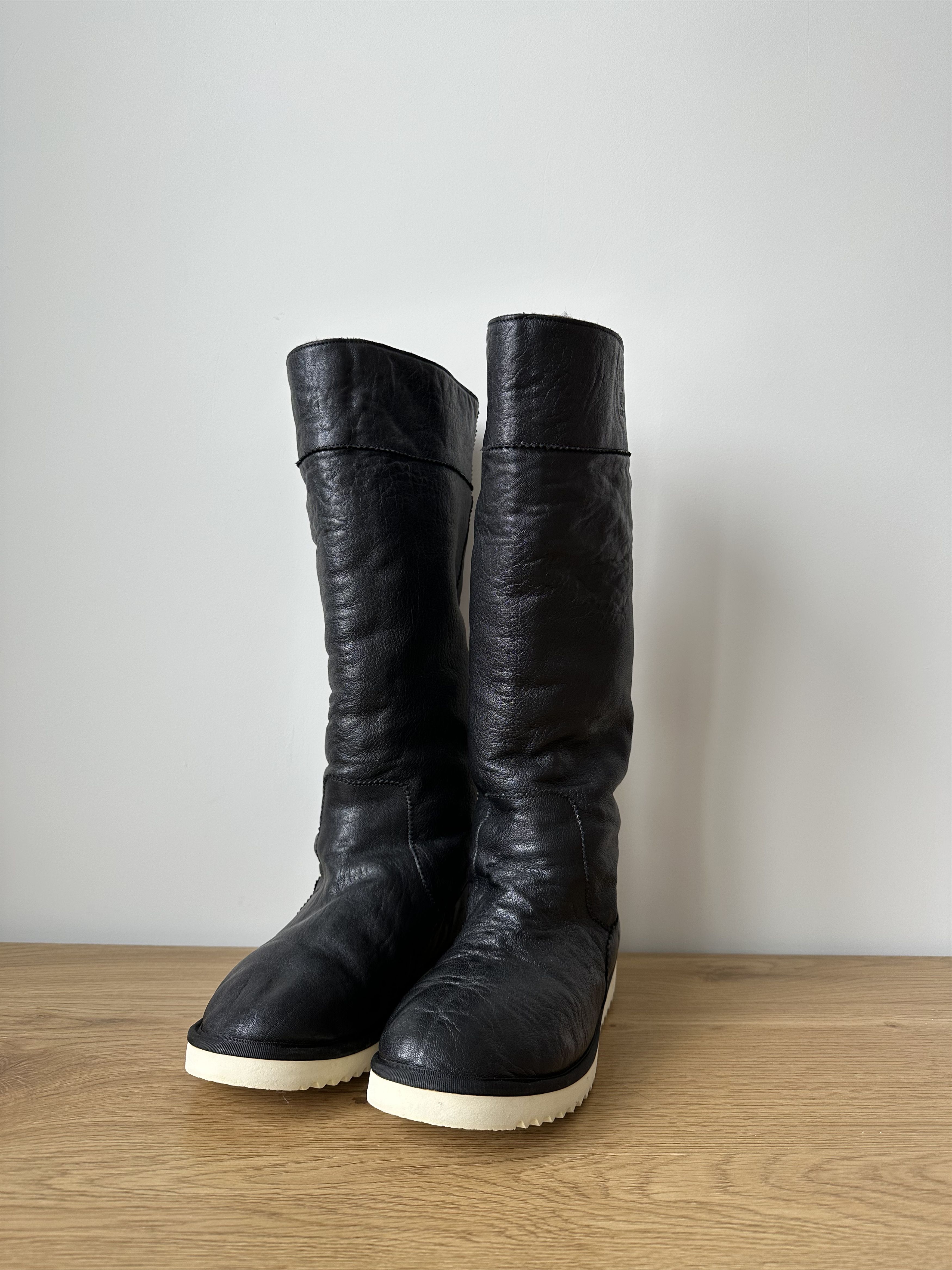 NAVYBOOT Navyboot Black Leather Shearling Tall Boots EU41 Size US 8 / EU 41 - 7 Thumbnail