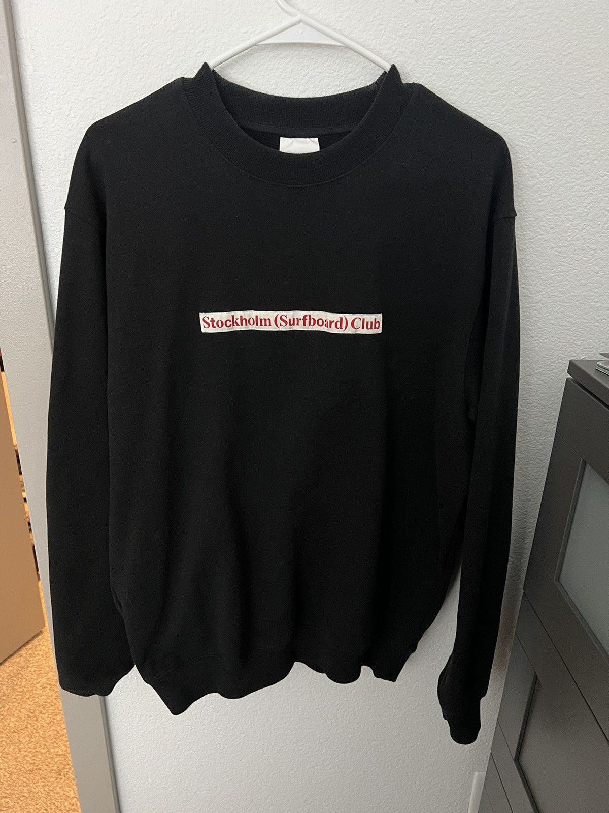 image of Stockholm Surfboard Club Logo Crewneck in Black, Men's (Size Large)