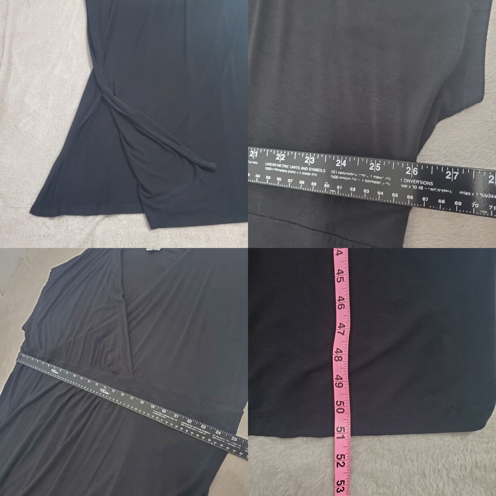 J. Jill J Jill Dress Plus Size 4X Black Short Sleeve Surplice Wrap Rayon Blend Stretch Size 40" / US 18 - 8 Thumbnail