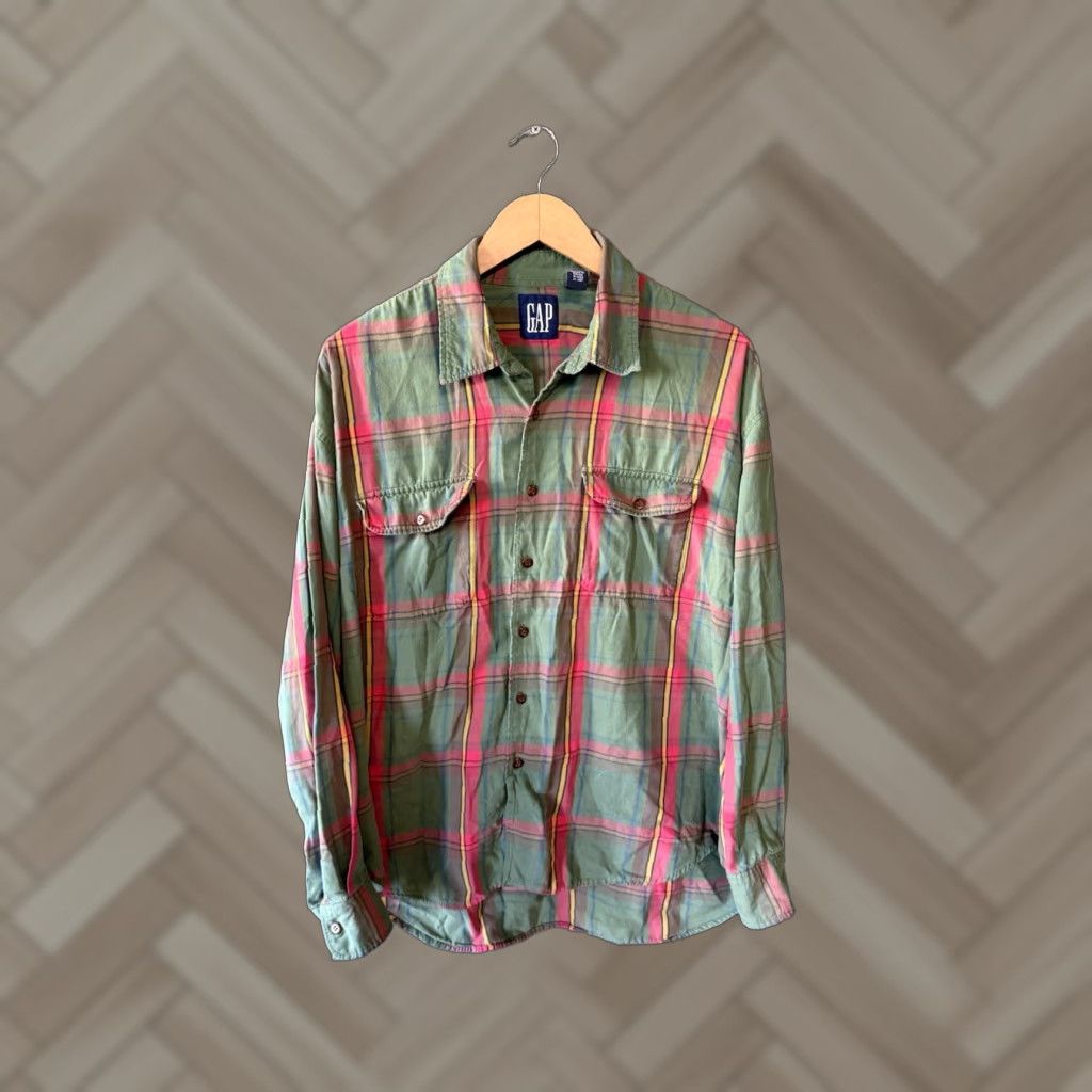 Gap Y2K Gap Mens Green Plaid Long Sleeve Button-Up Shirt XL Size US XL / EU 56 / 4 - 1 Thumbnail